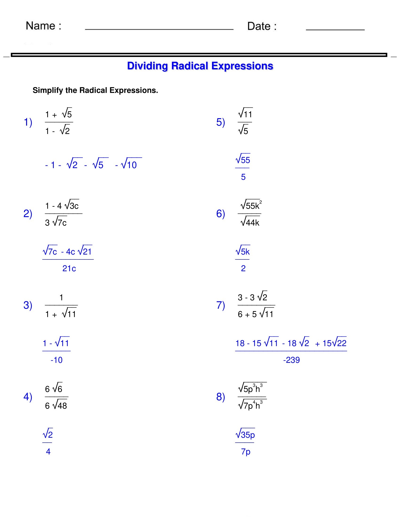 Multiplying Radicals Maze Worksheet Multiplying Radicals Maze Worksheet