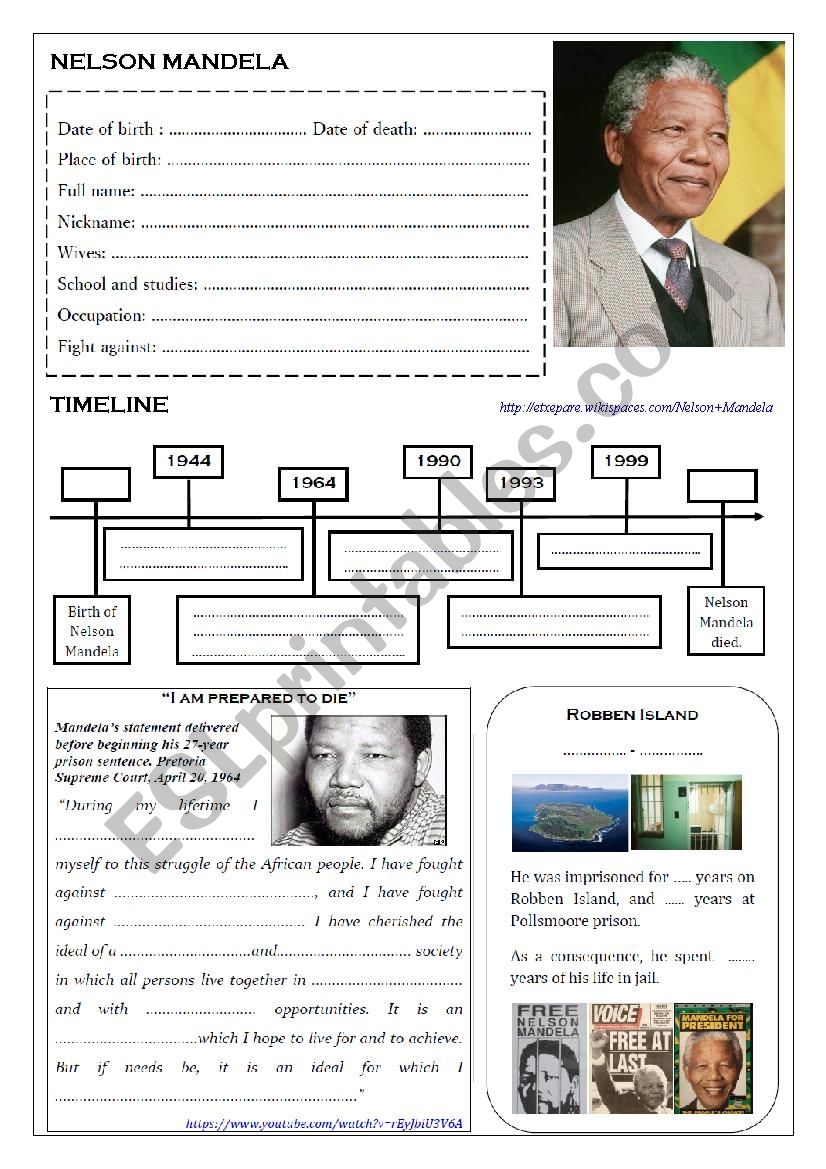 NELSON MANDELA ESL Worksheet By Melscott26 NELSON MANDELA ESL Worksheet By Melscott26