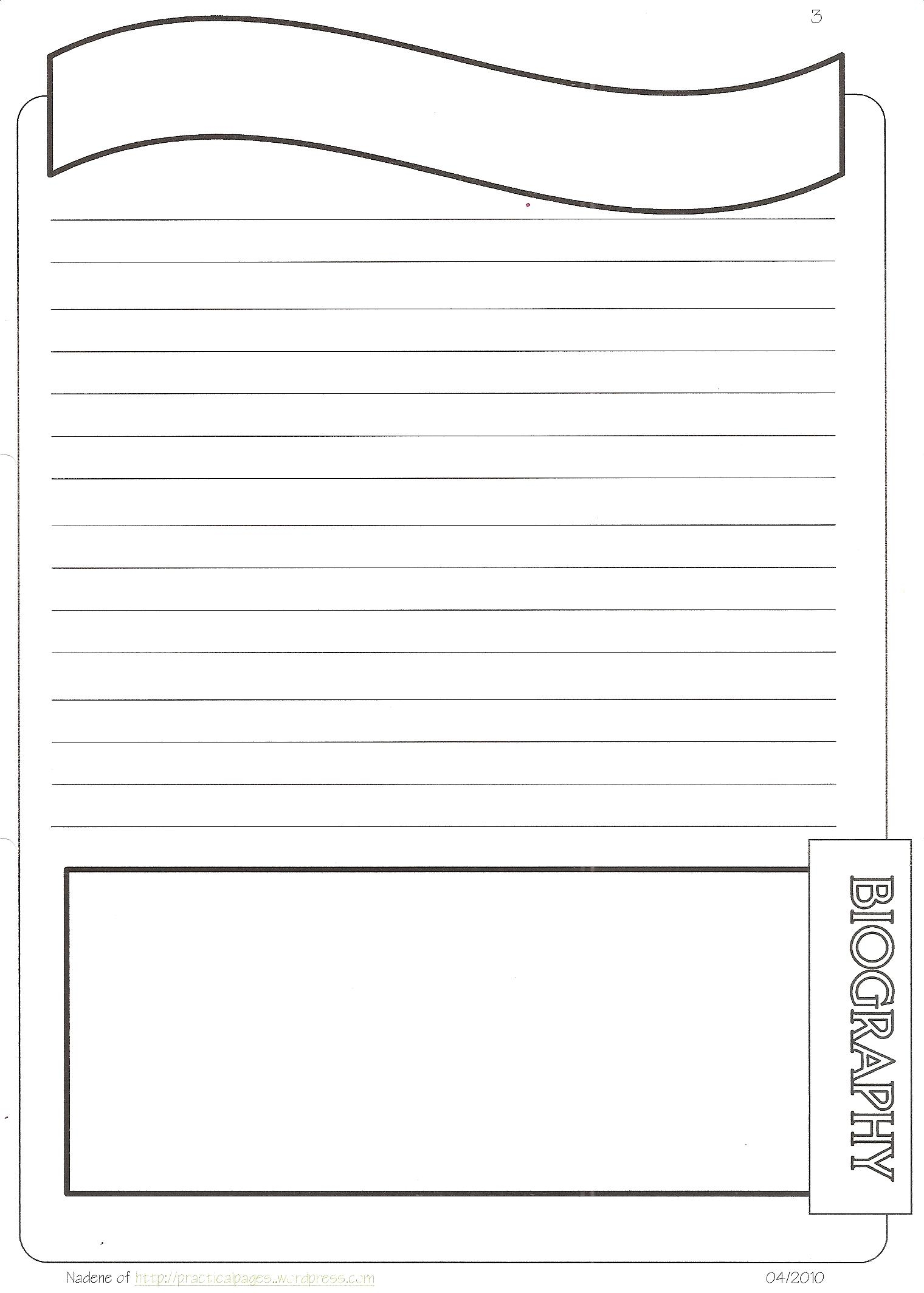New Biography Notebook Page Templates Practical Pages