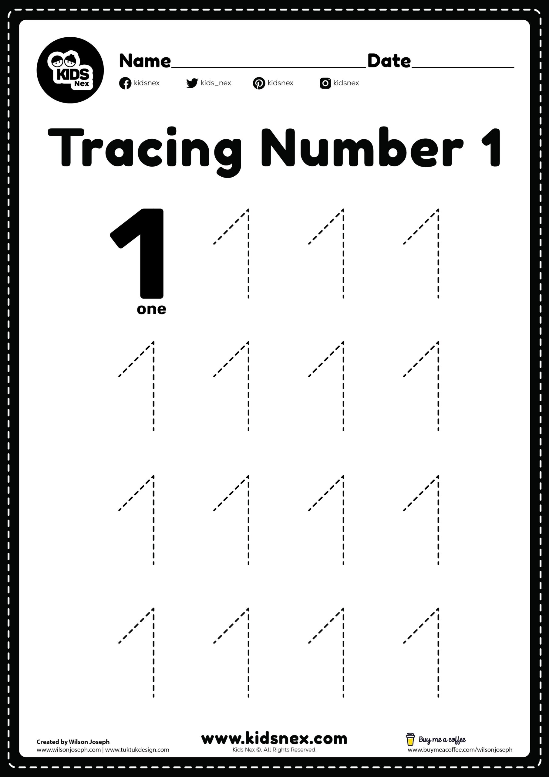 Number 1 Tracing Worksheet For Kids Free Printable KidsNex Number 1 Tracing Worksheet For Kids Free Printable KidsNex