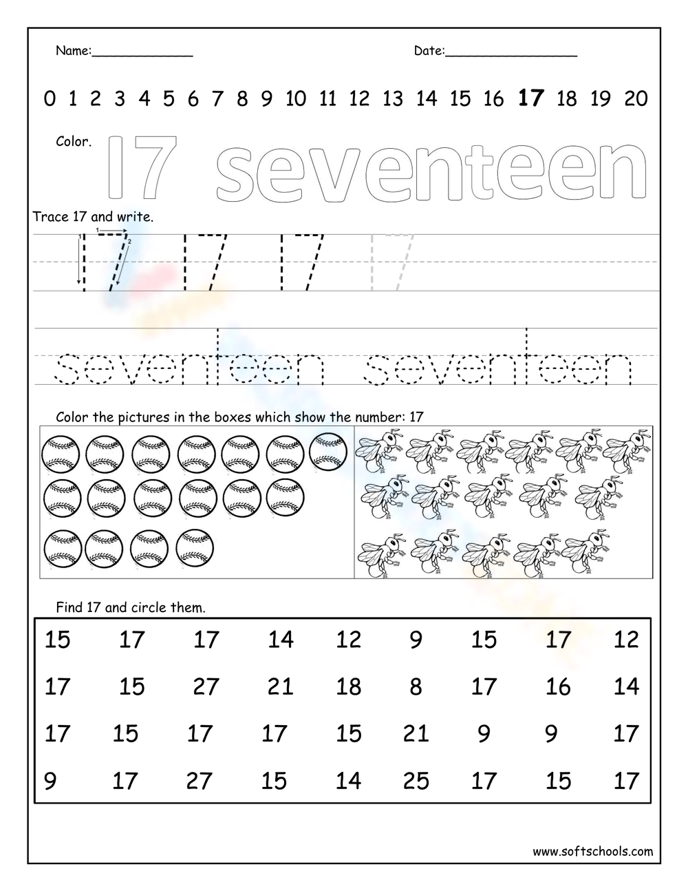 Number 17 Worksheets 2025