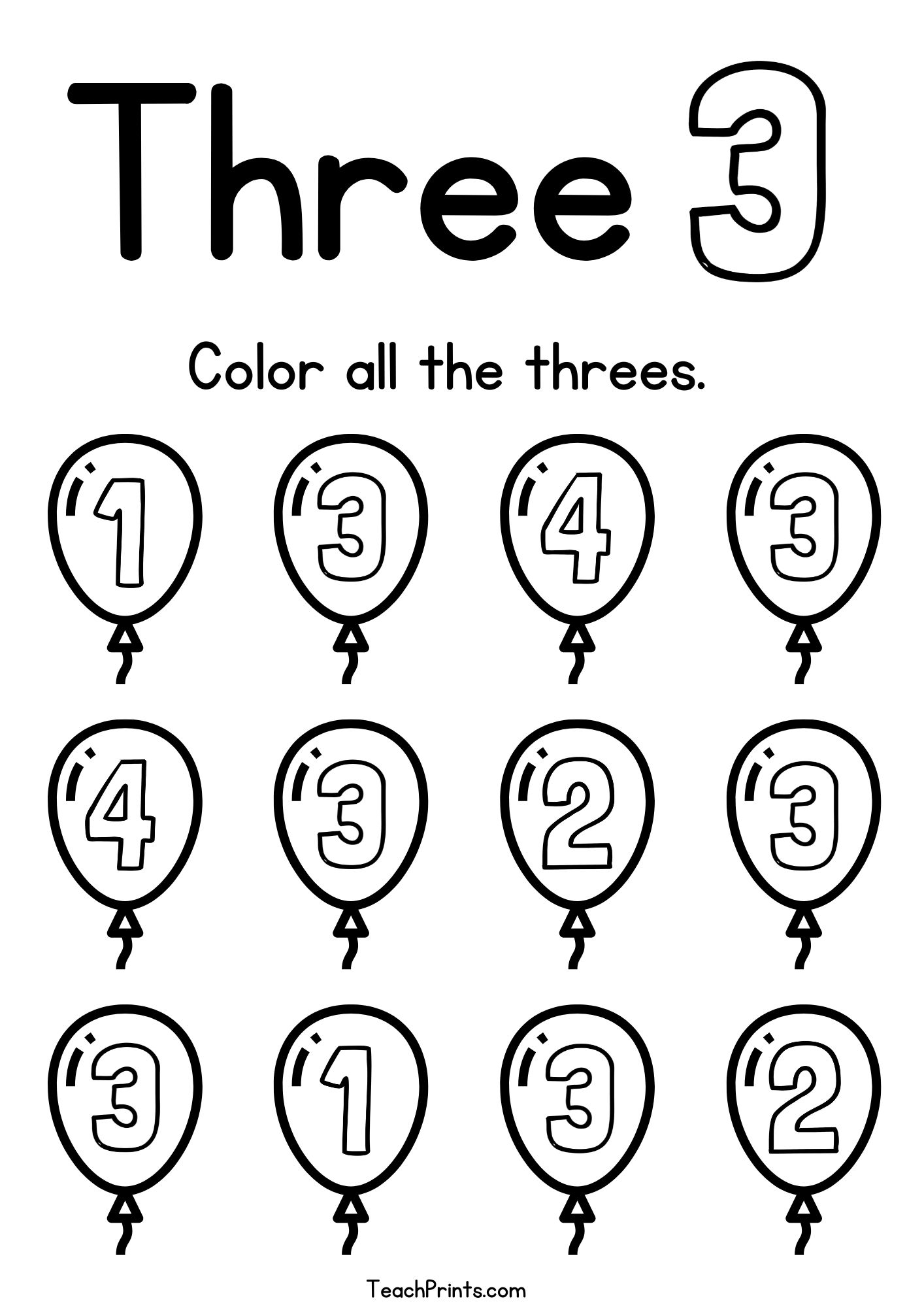 Free Printable Preschool Pages Number 3 Free Printable Preschool Pages Number 3