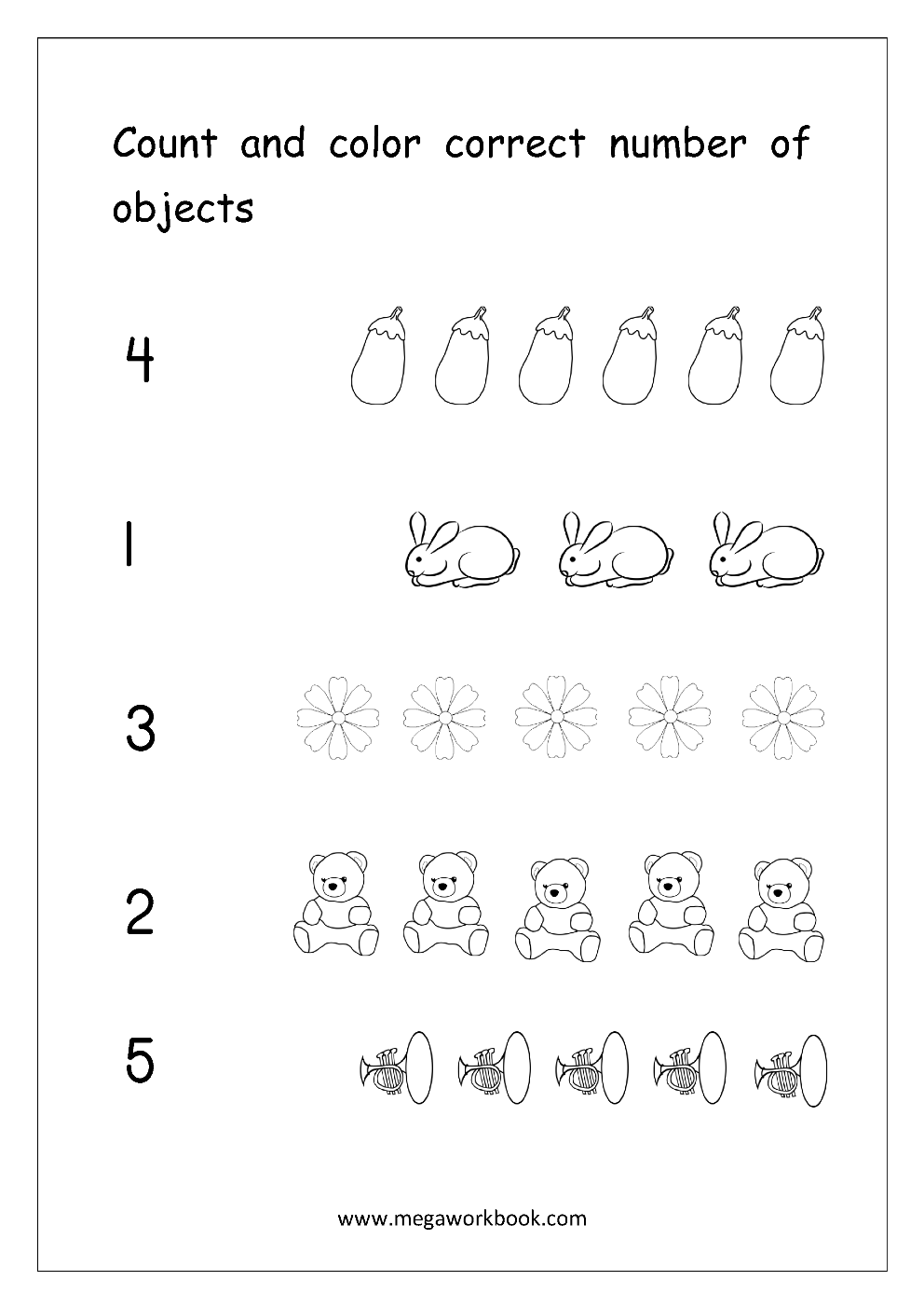 Kindergarten Math Counting Objects Worksheet 2
