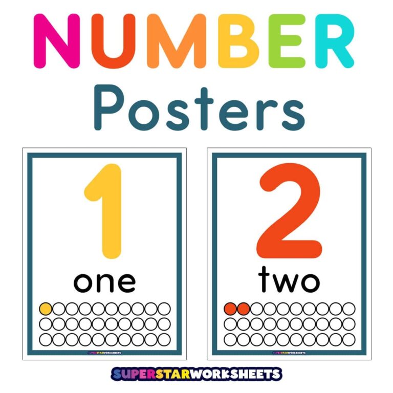 Number Posters Superstar Worksheets