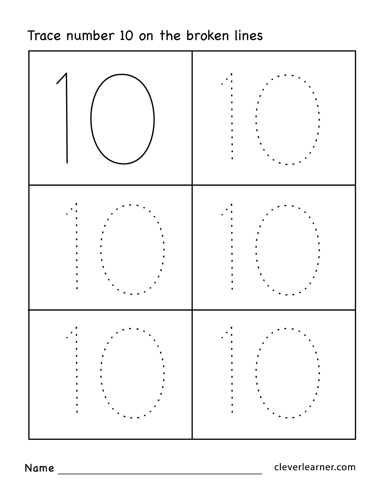Number Ten Writing Counting And Identification Printable Worksheets For Children Number Ten Writing Counting And Identification Printable Worksheets For Children