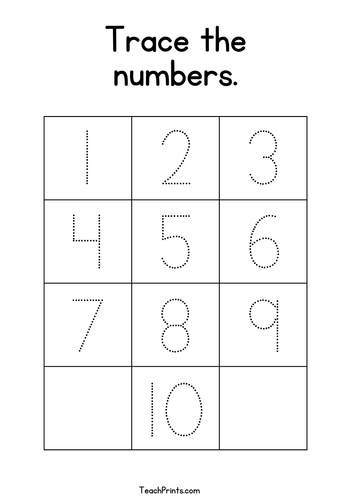 Number Tracing Worksheets Free Printables Teach Prints Number Tracing Worksheets Free Printables Teach Prints