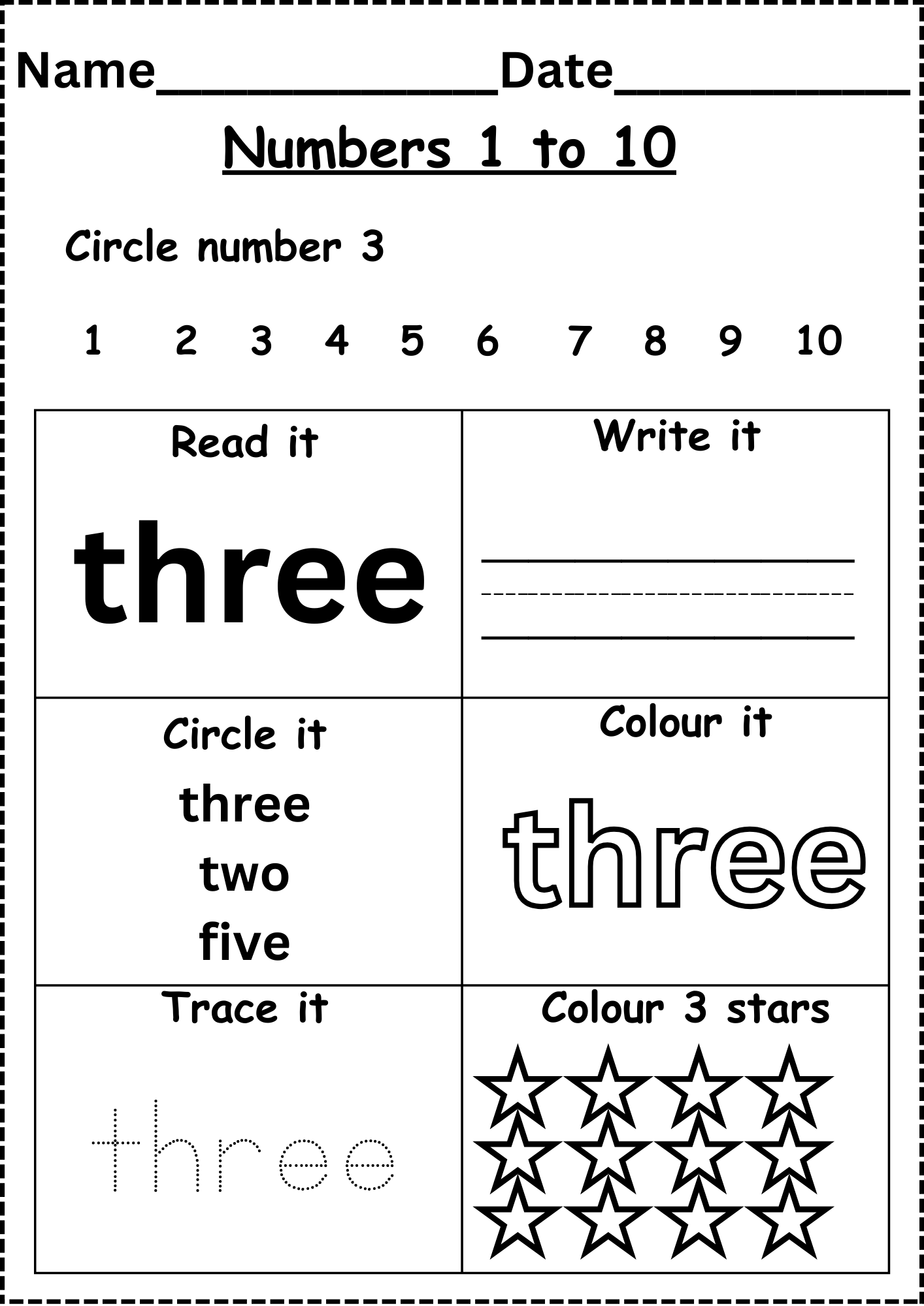 Number In Words Worksheets For Kindergarten