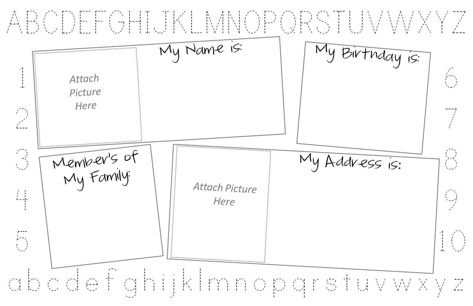 Personal Information Placemat Free Printable