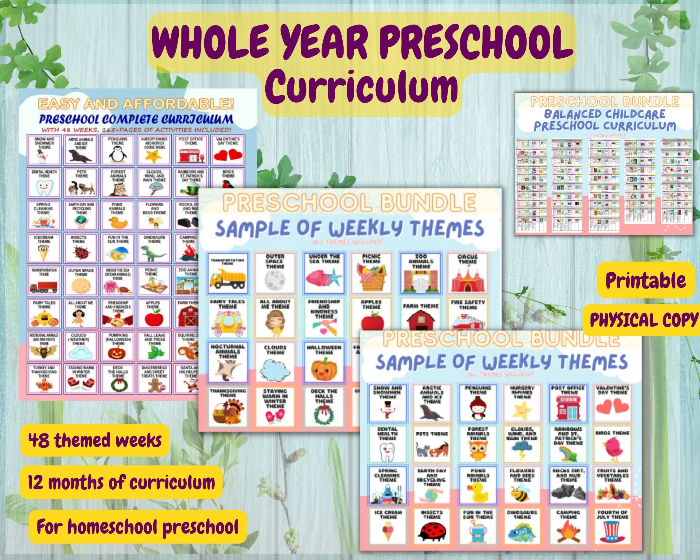 Physical Copy WHOLE YEAR PRESCHOOL Curriculum Printable For 