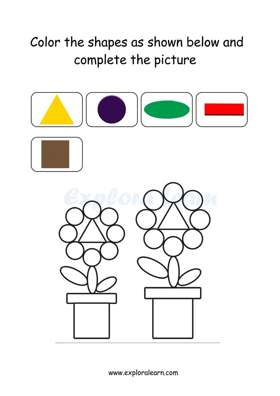 Playful Shapes And Colors Worksheets For Preschool And Kindergarten Kids