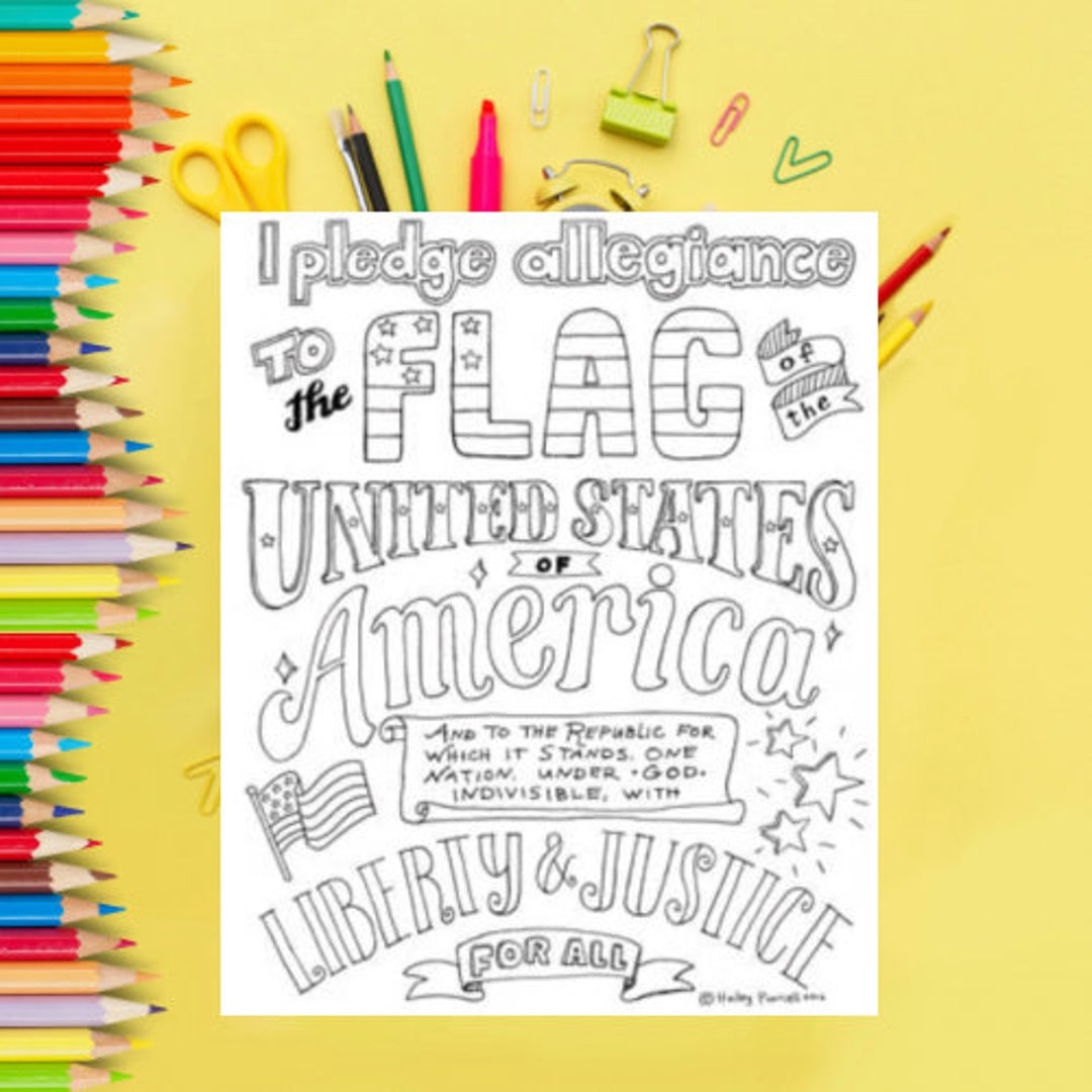 Pledge Of Allegiance Coloring Page Etsy Australia
