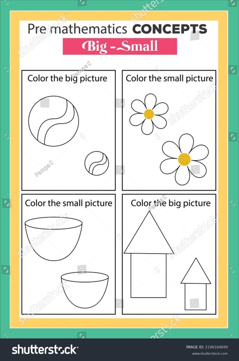 Pre Math Concepts Big Small Educational Stock Vector Royalty Free