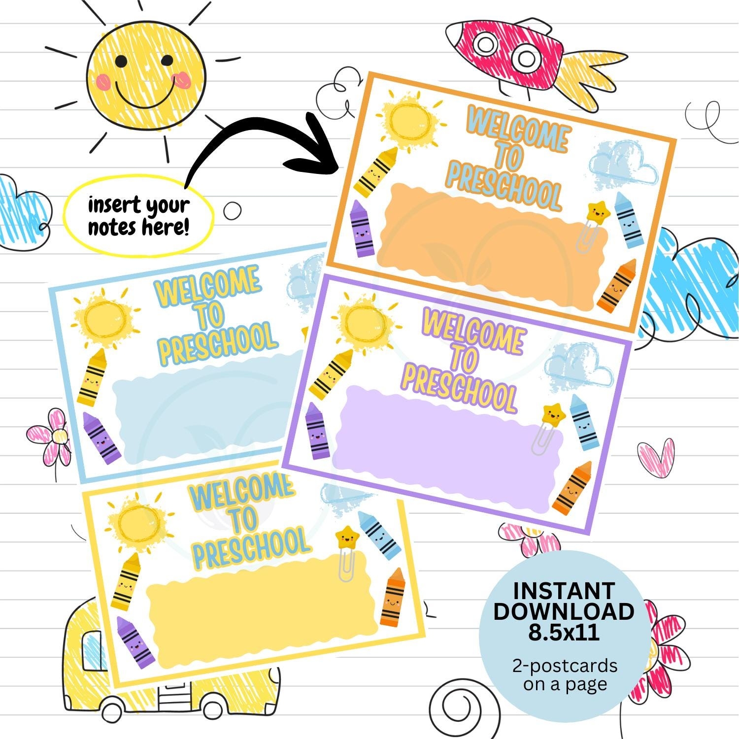Printable Welcome Preschool Postcard