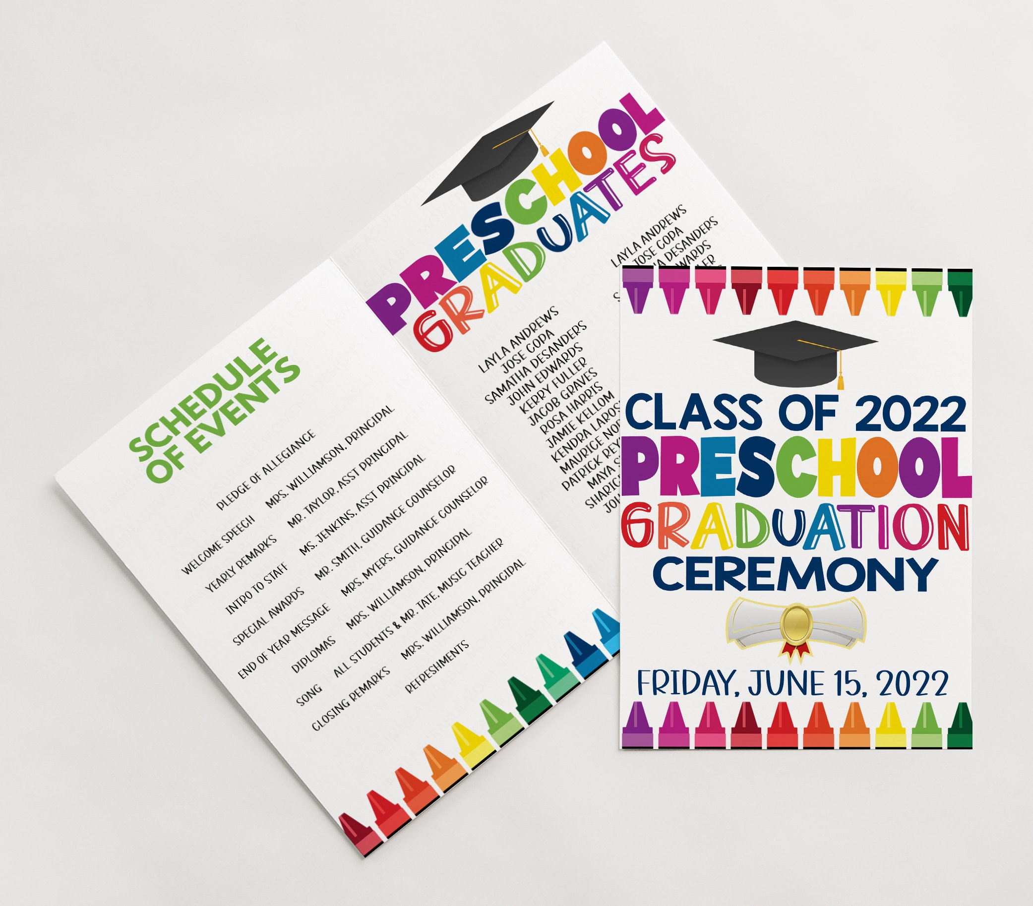 Preschool Graduation Ceremony Program Template Prek Pre k Elementary School Graduation Ceremony Booklet Editable Printable Etsy