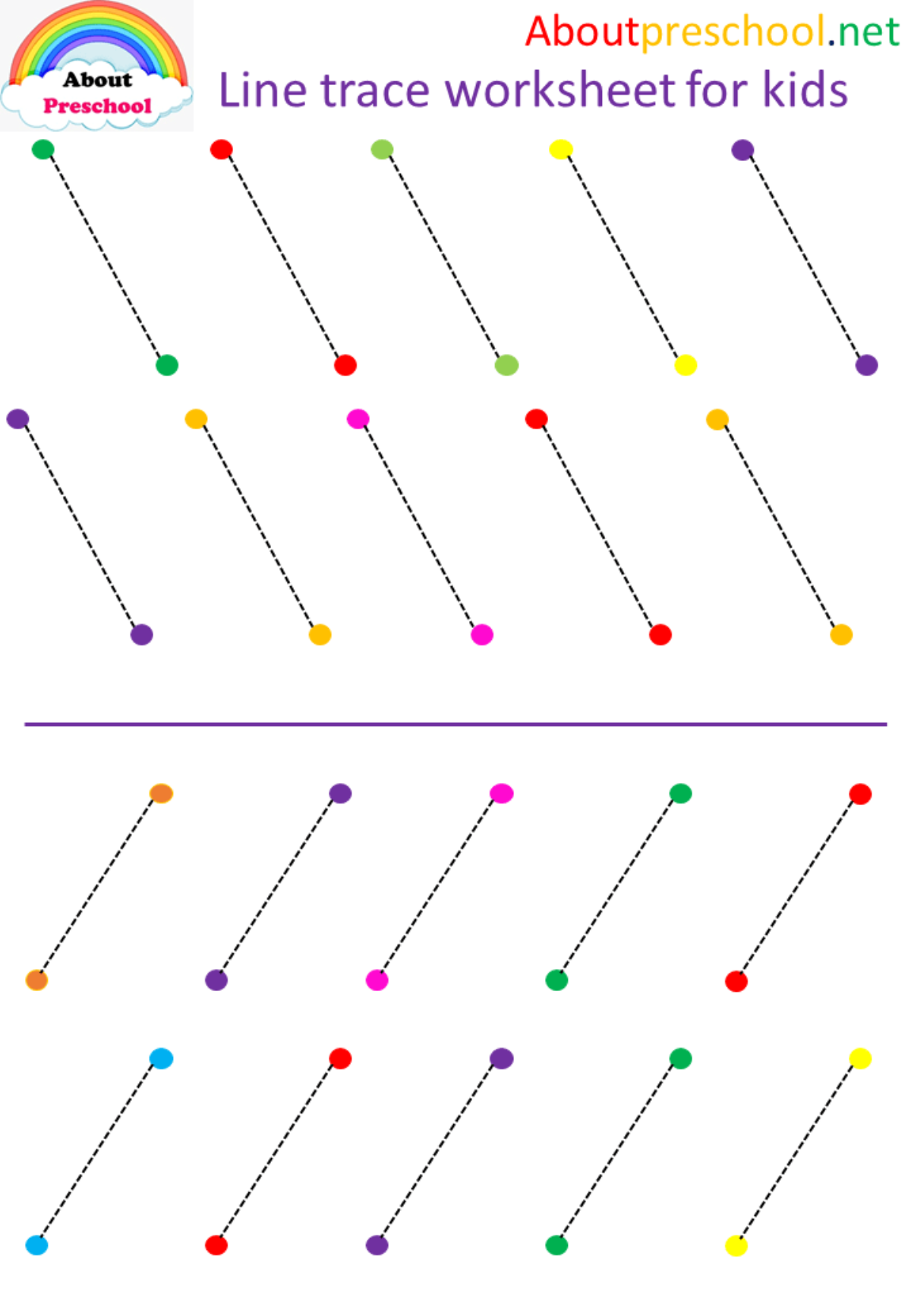 Preschool Line Trace Worksheet For Kids 5 About Preschool