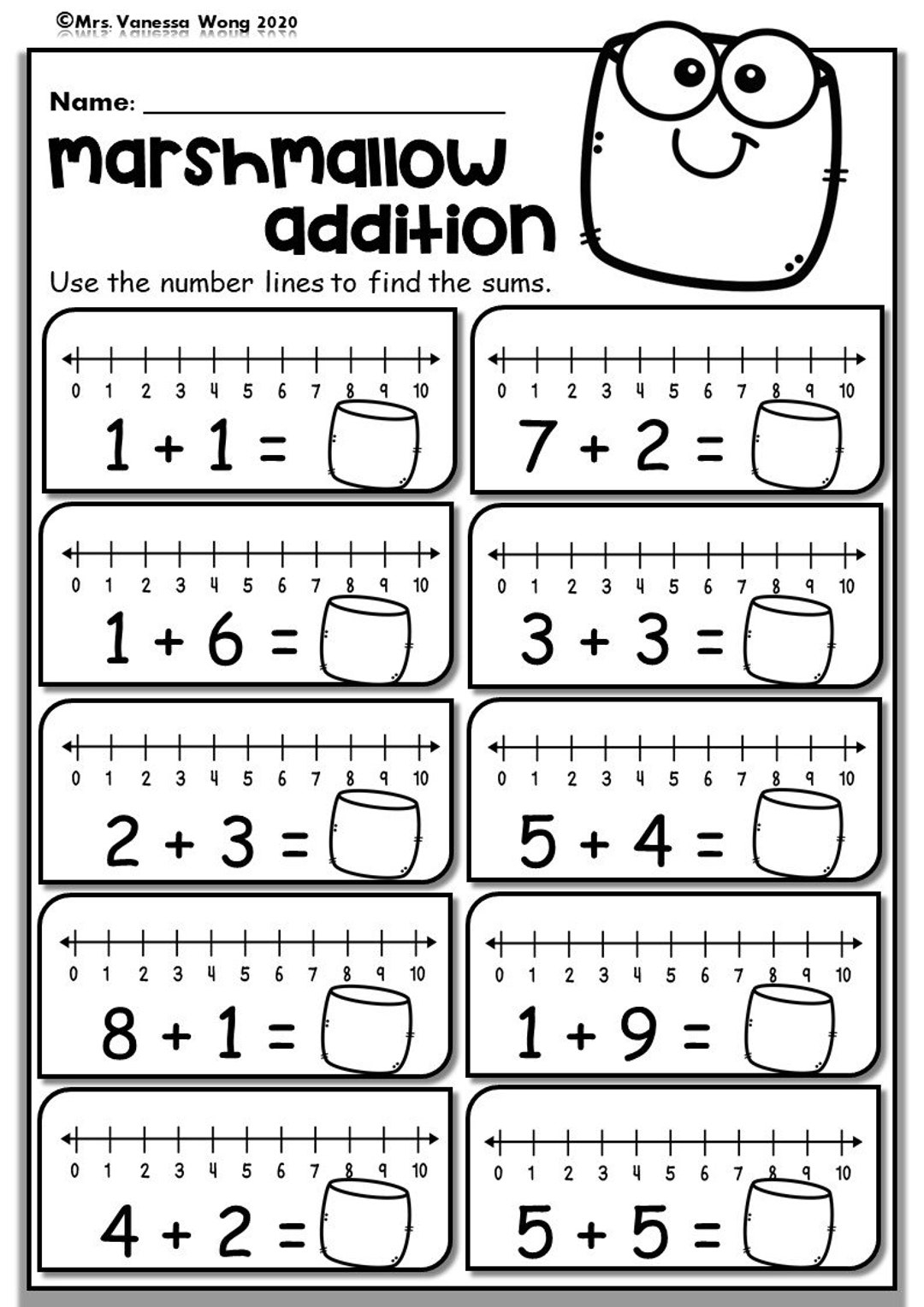 Preschool Worksheets Learning Worksheets Kindergarten Math Worksheets Number Line Addition Etsy