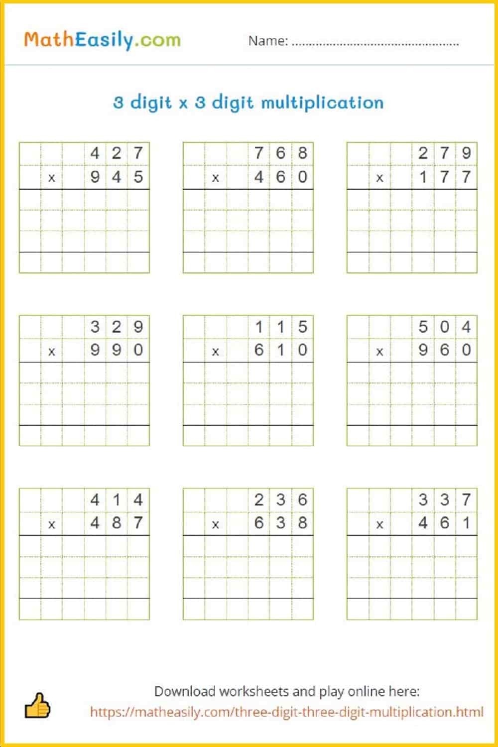 Multiplication Worksheets Free Printable 4th Grade