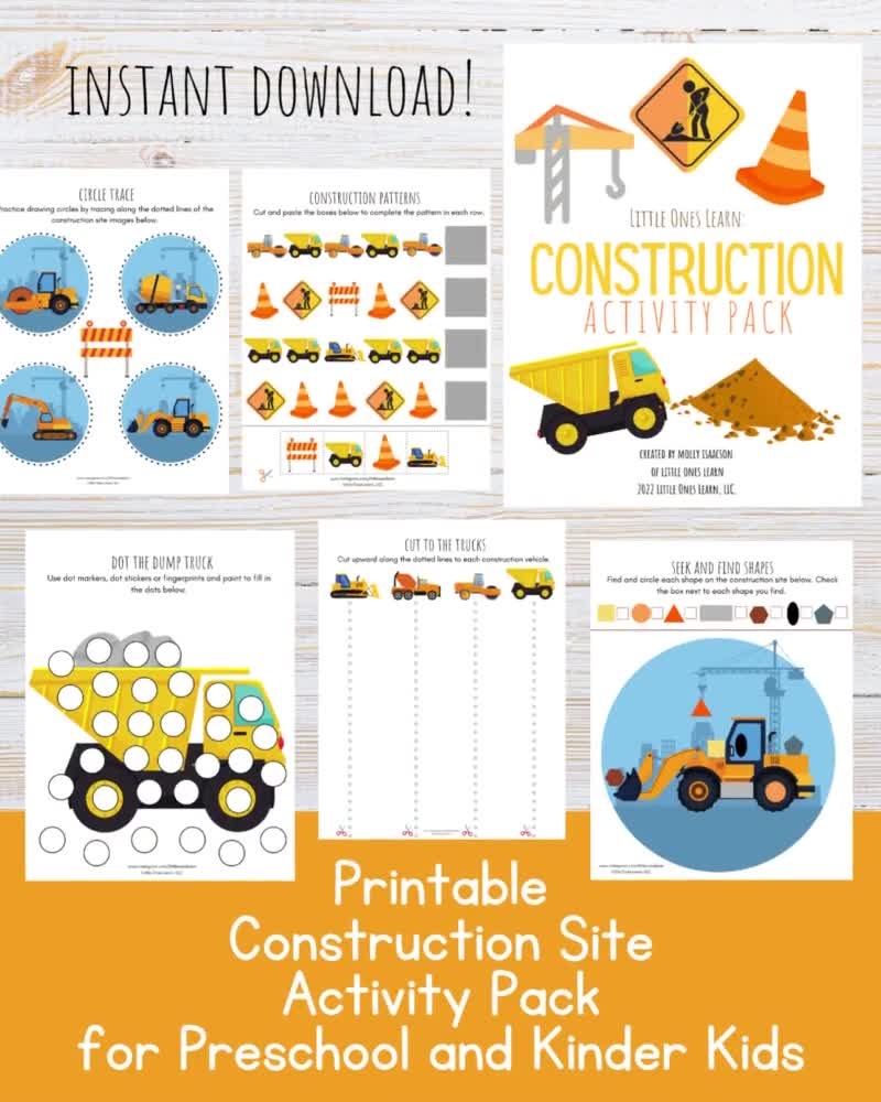 Printable Construction Activity Pack Construction Site Worksheets For Preschool And Kindergarten Kids Printable Construction Activity Pack Construction Site Worksheets For Preschool And Kindergarten Kids