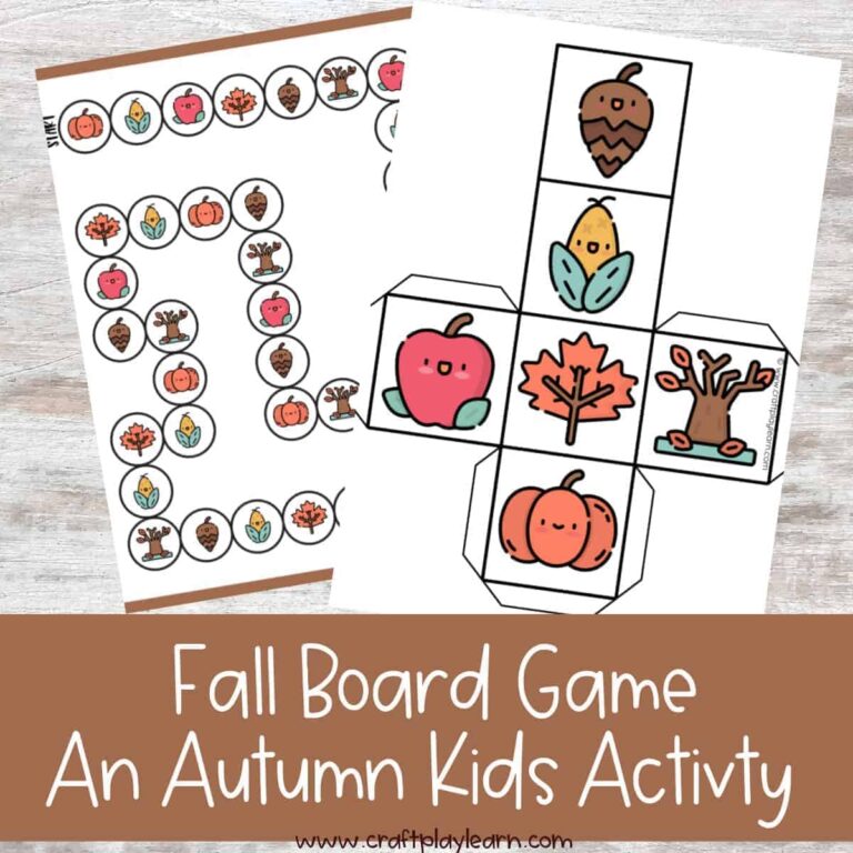 Printable Fall Board Game For Kids Craft Play Learn