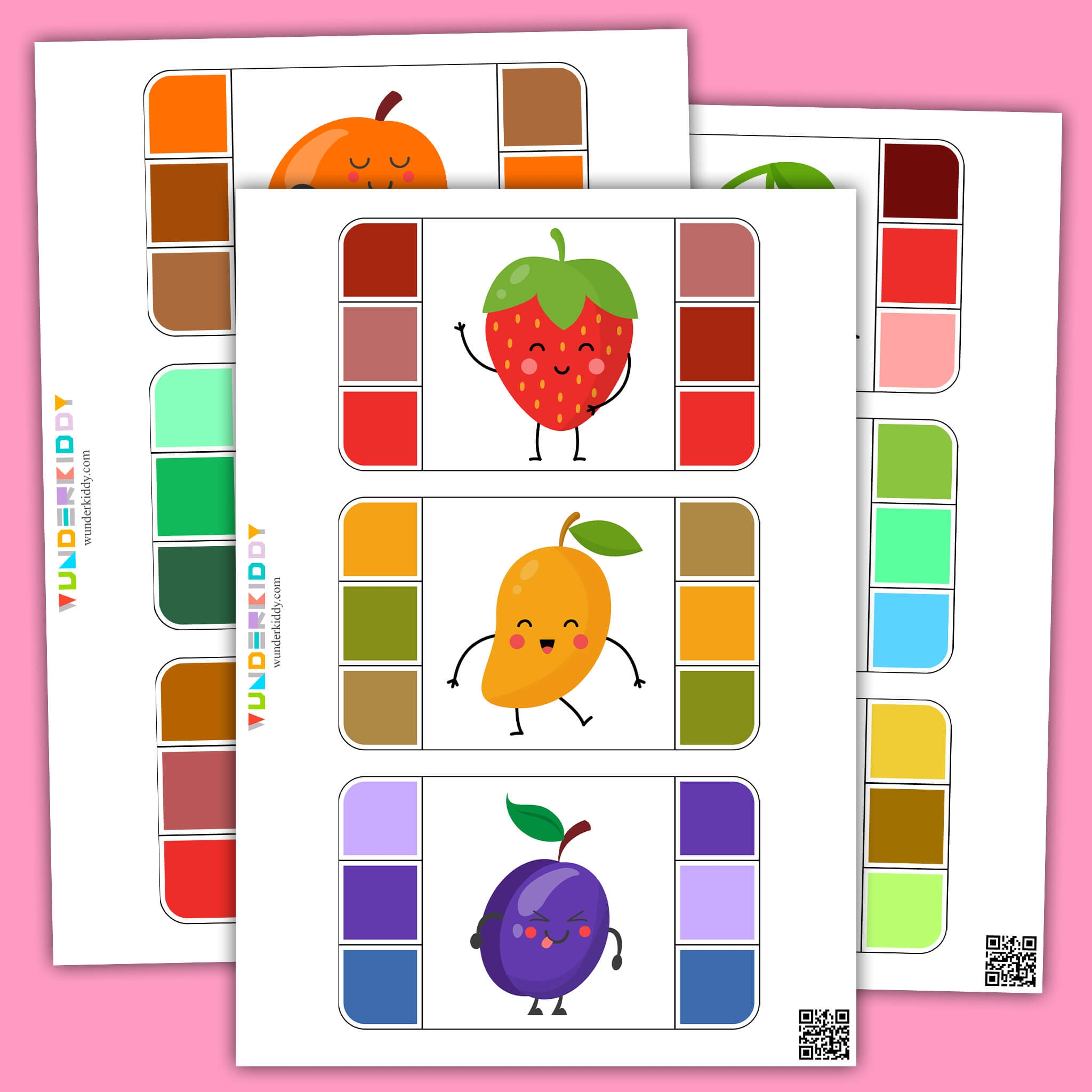 Printable Fruits Color Match Hand Eye Coordination Activity