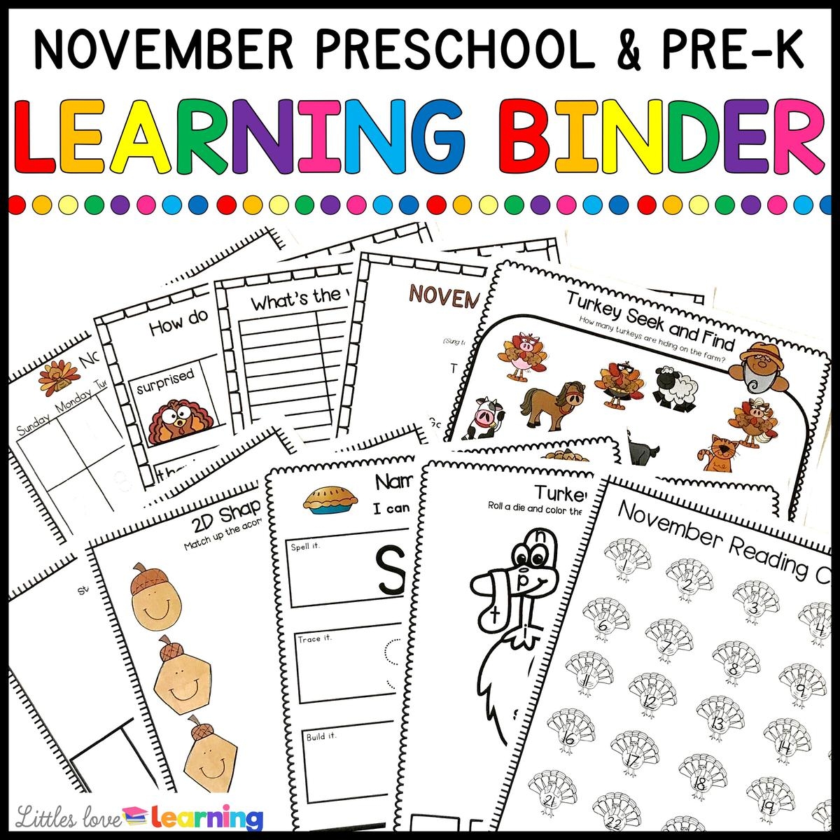 Printable Learning Binder For November Preschool U0026 Pre K Printable Learning Binder For November Preschool U0026 Pre K
