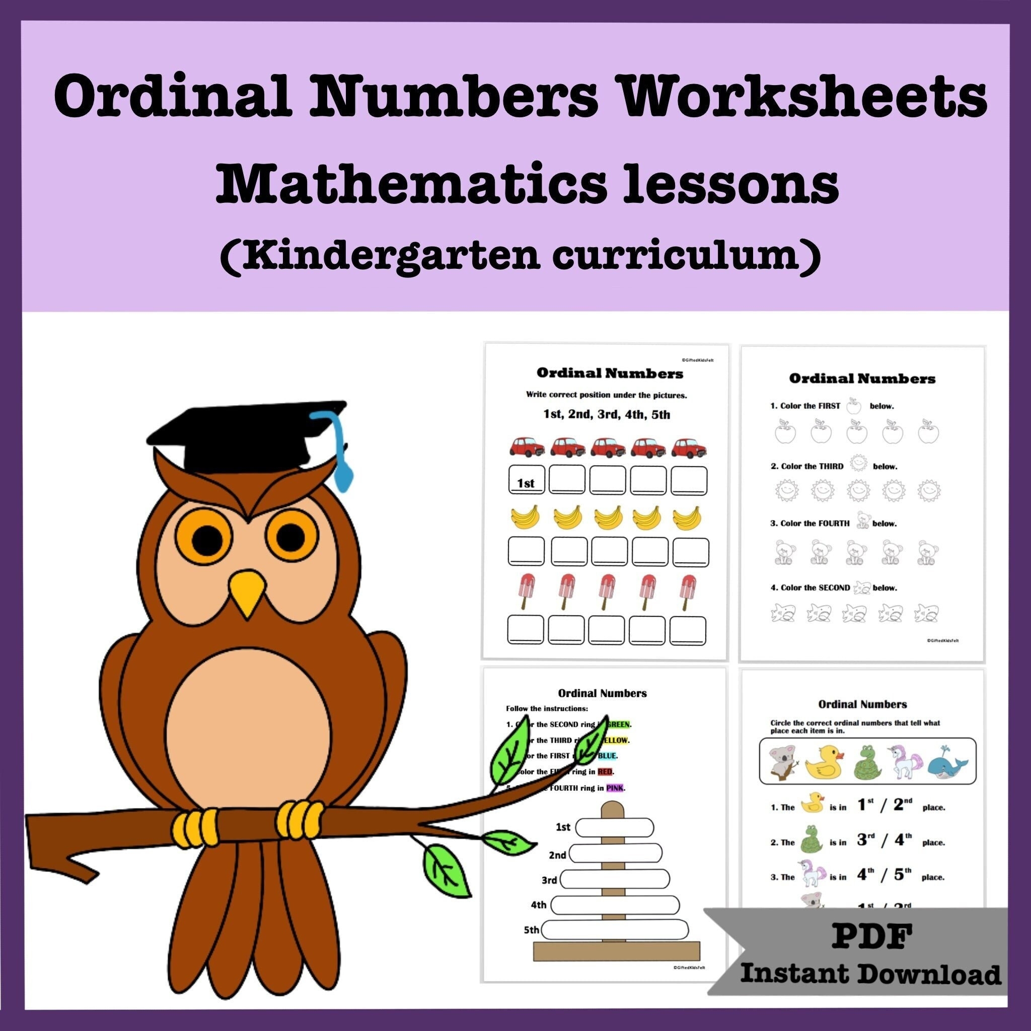 Math Ordinal Numbers Worksheets For Kindergarten