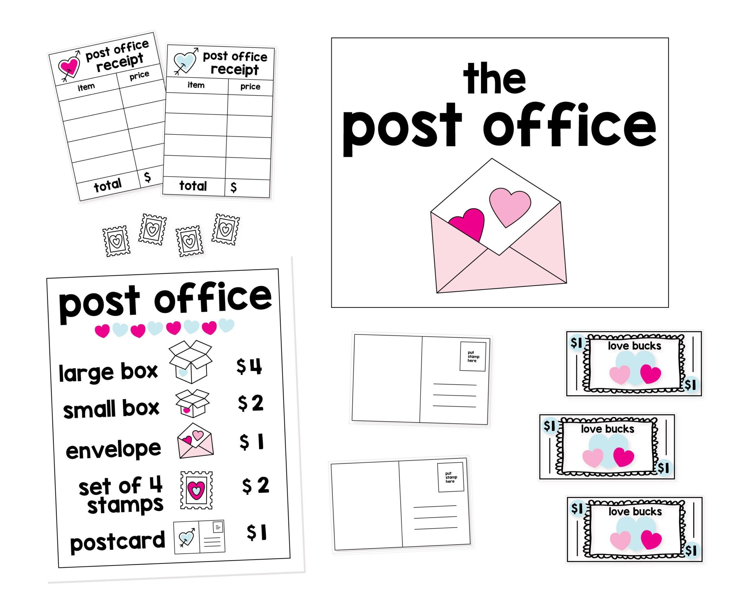 PRINTABLE Pretend Play Post Office Valentine s Day Activities 