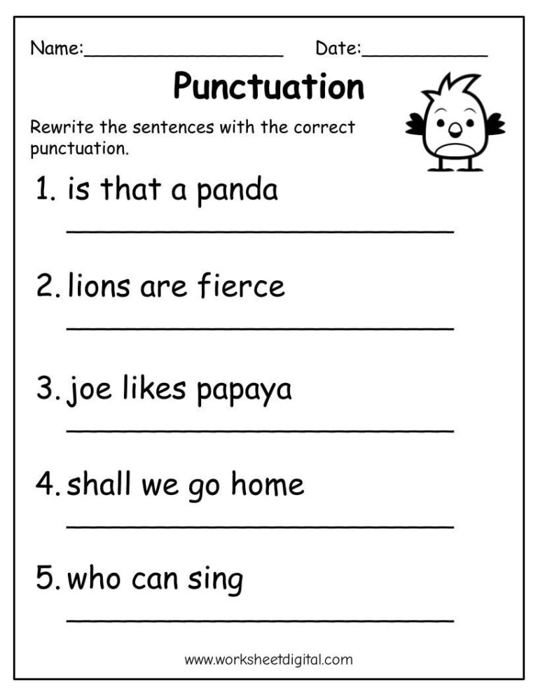 Printable Punctuation Worksheets Punctuation Practice Worksheets