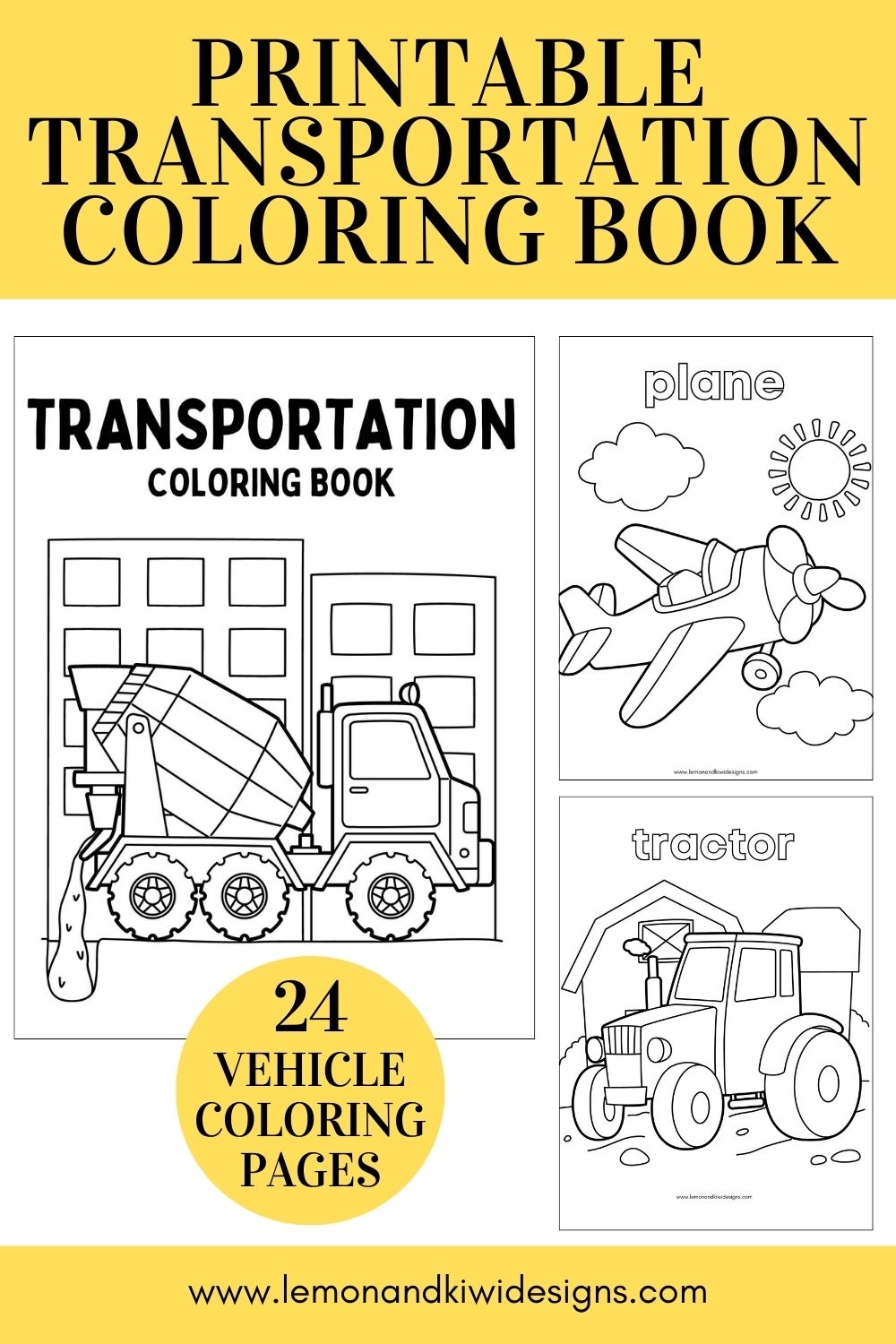 Preschool Printable Transportation Coloring Pages