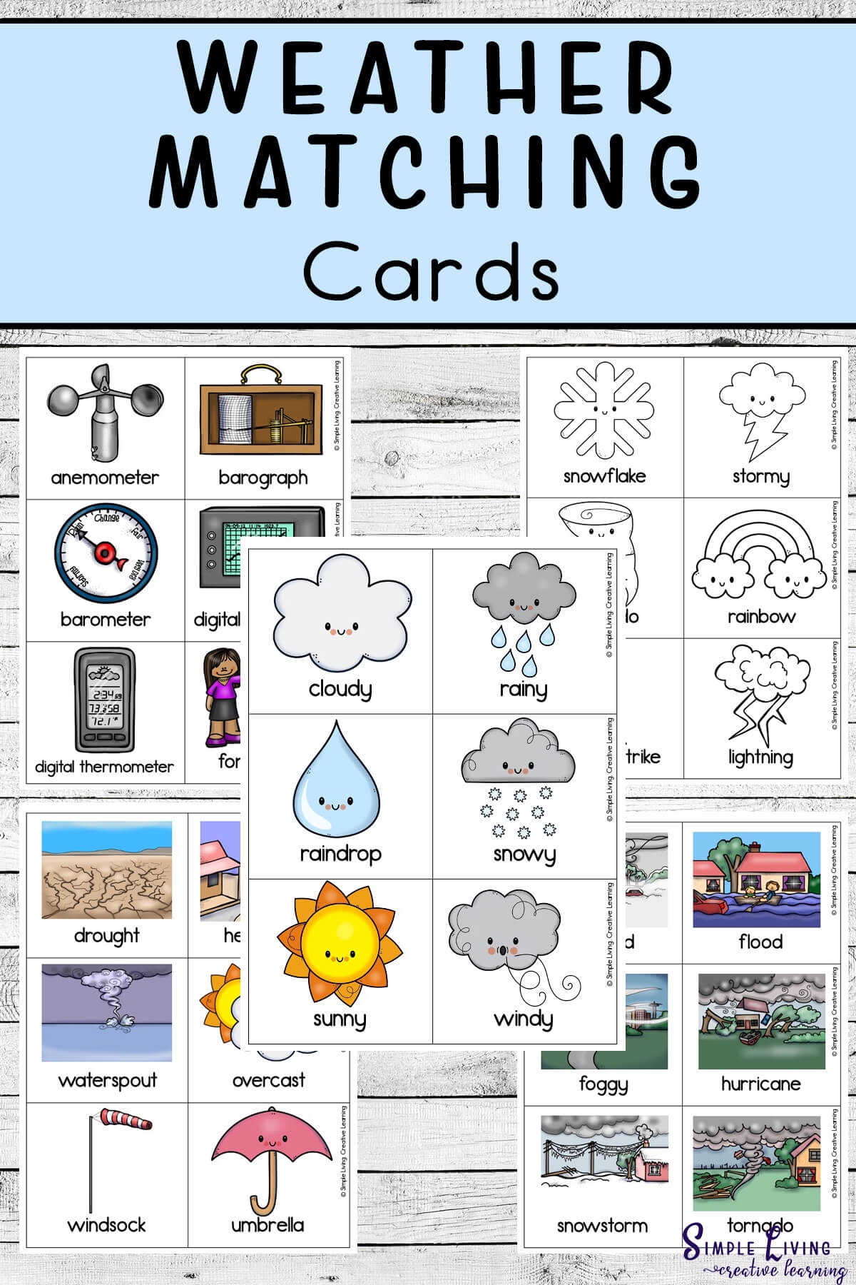 Printable Weather Matching Cards Simple Living Creative Learning