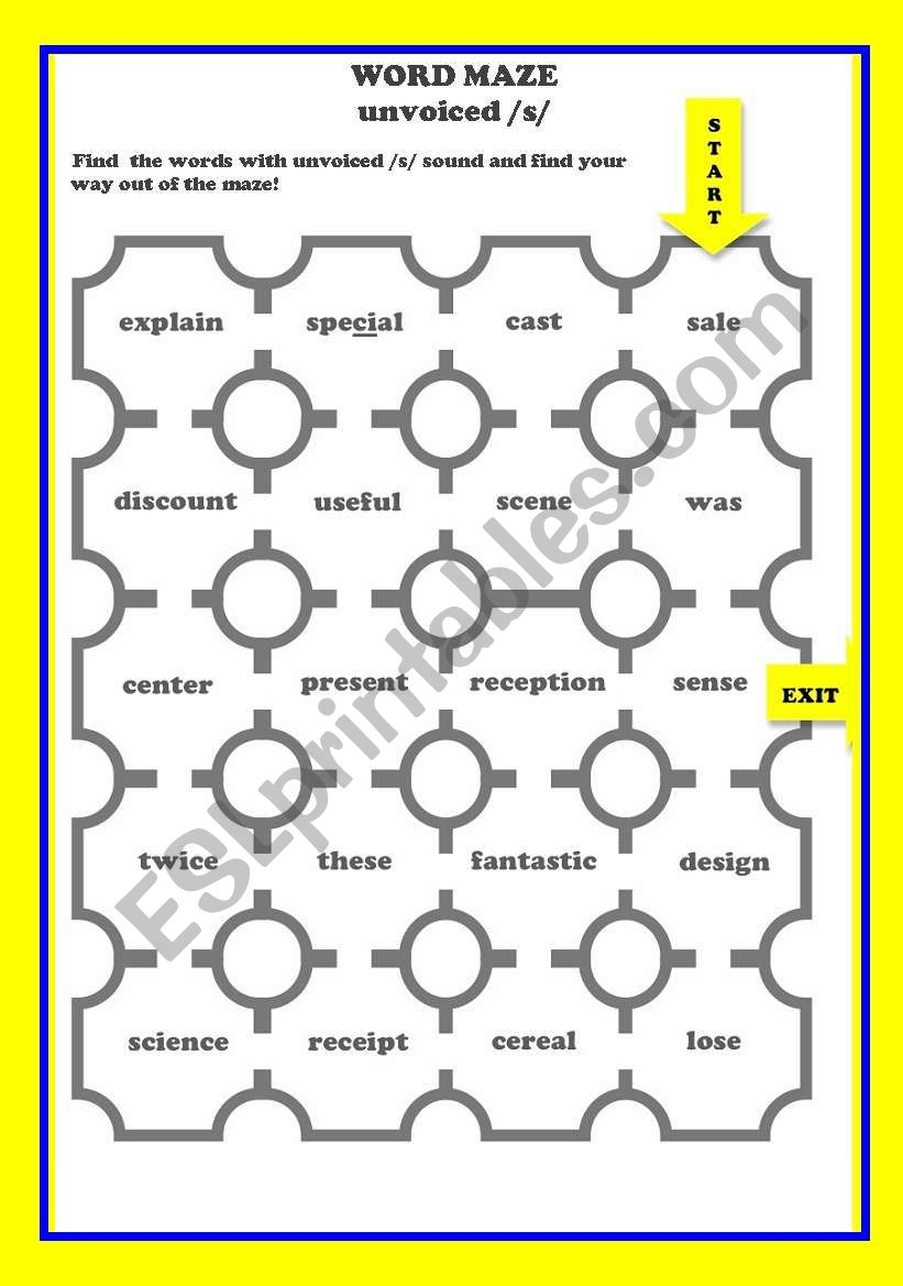 PRONUNCIATION Word Maze Unvoiced 