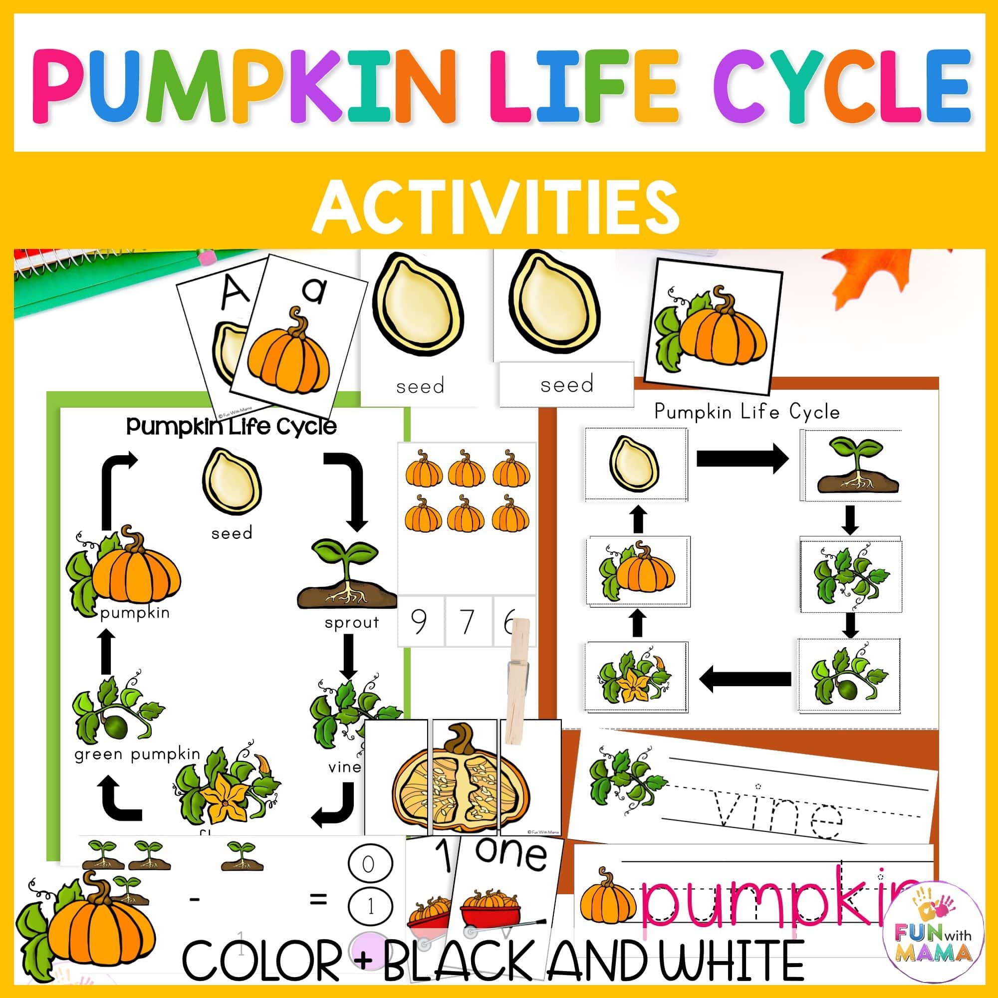 Pumpkin Life Cycle Activities Pack Fun With Mama Shop