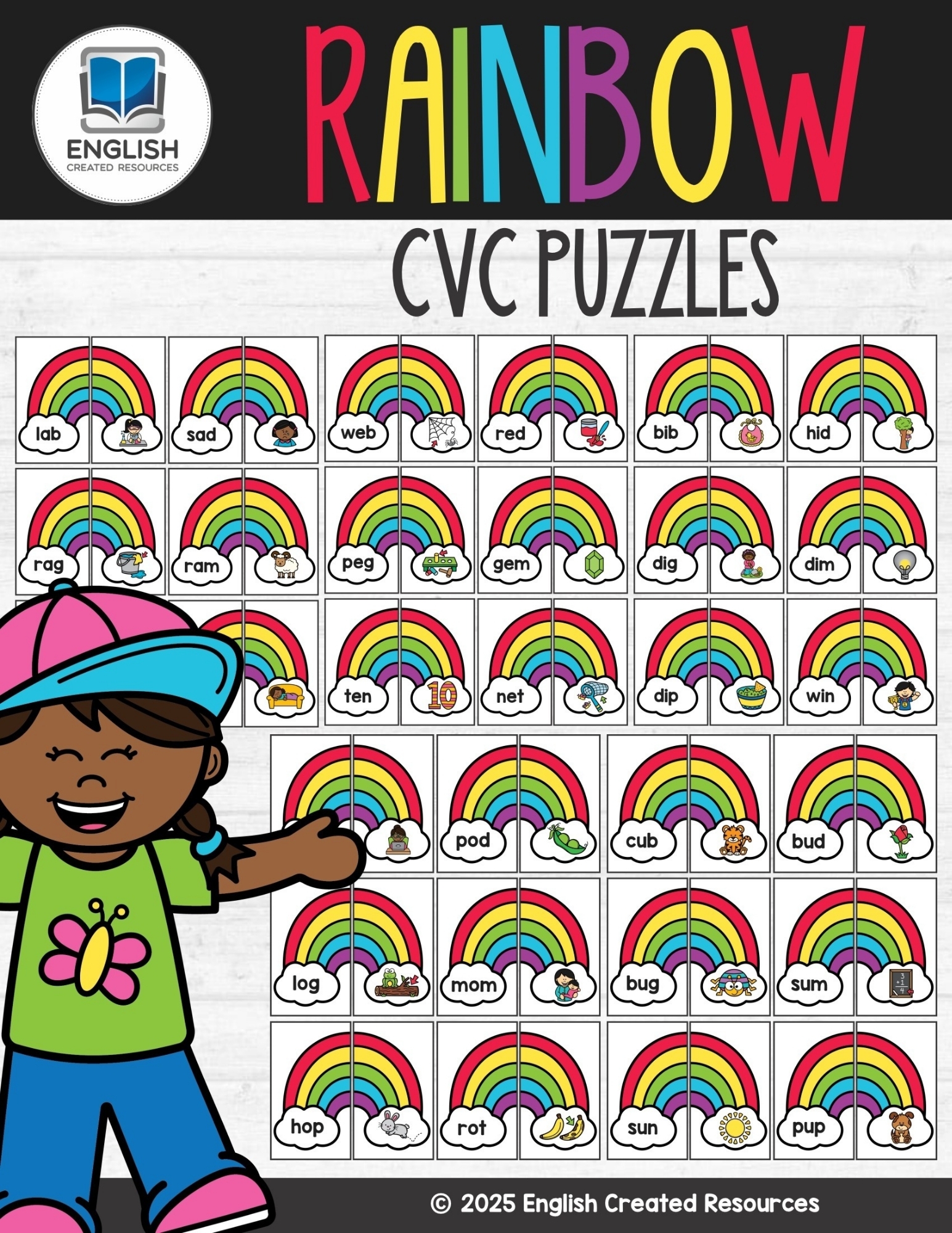 Rainbow CVC Puzzles English Created Resources