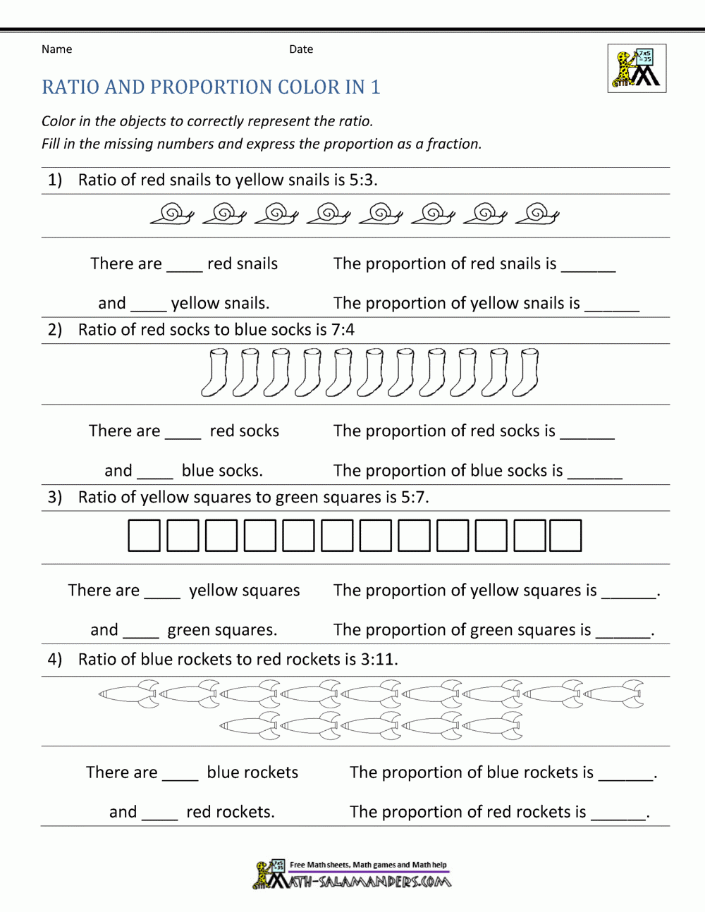 Ratio Math Worksheets