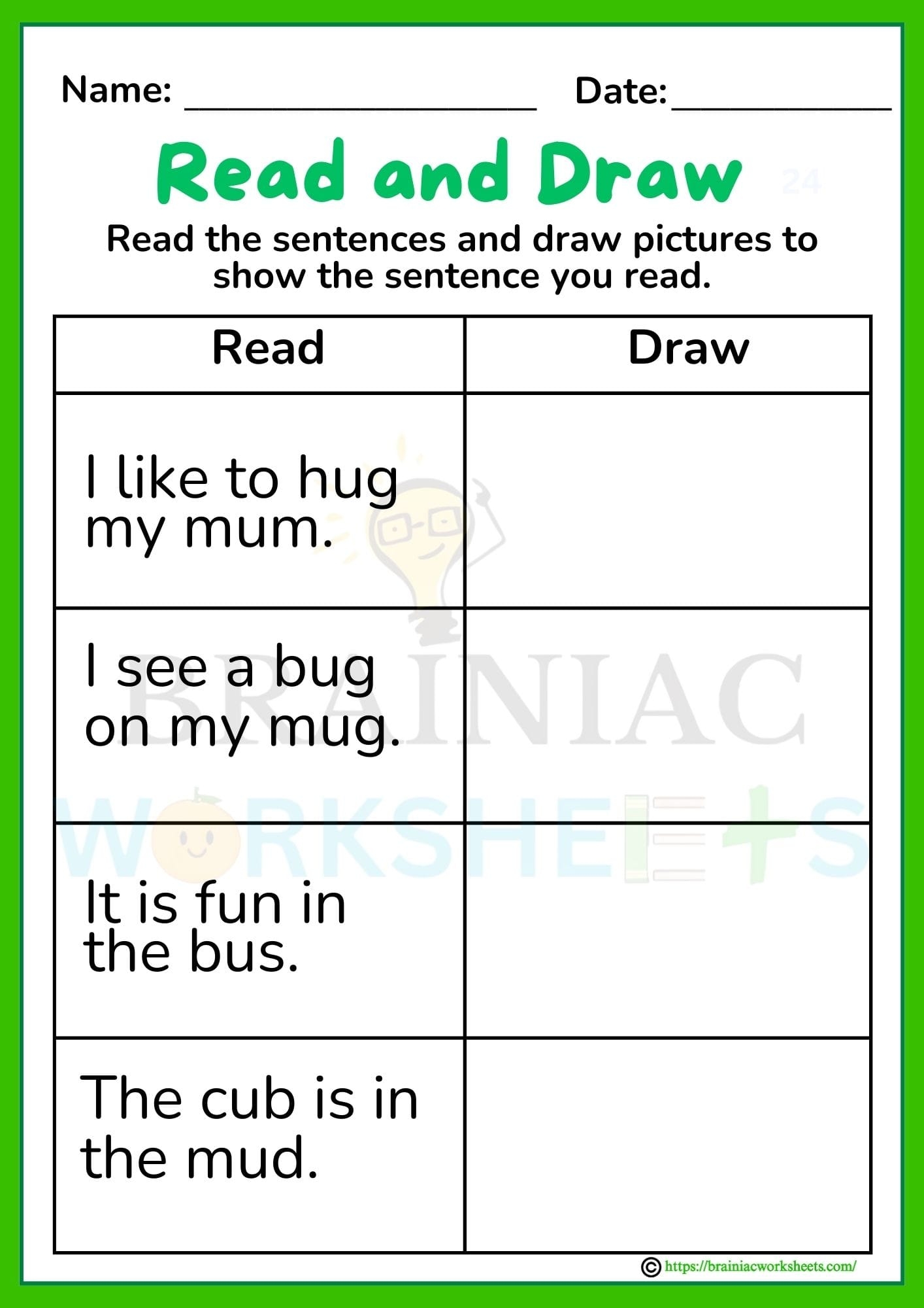 Read And Draw English Worksheet For Class 3 Brainiac Worksheets