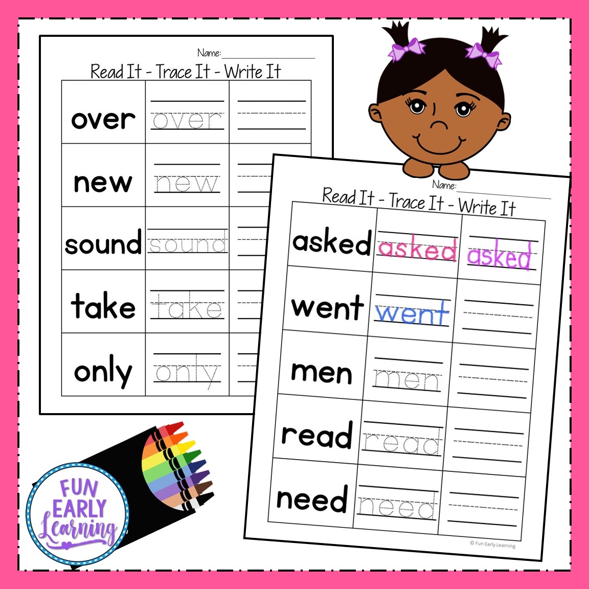 Kindergarten Learning Words Worksheets
