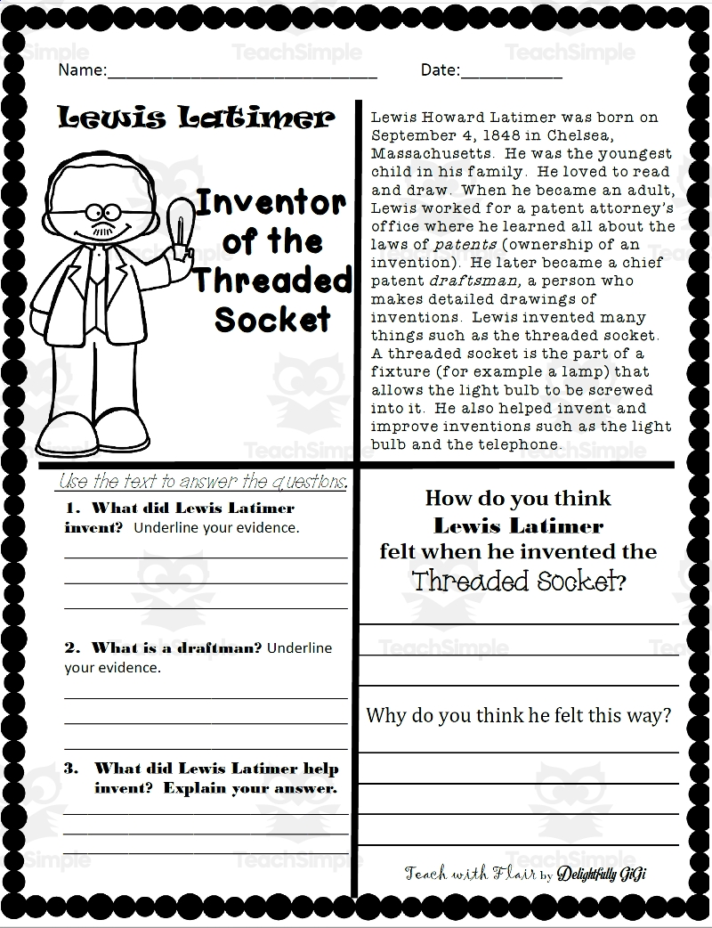 Inventions Reading Comprehension Worksheets Pdf