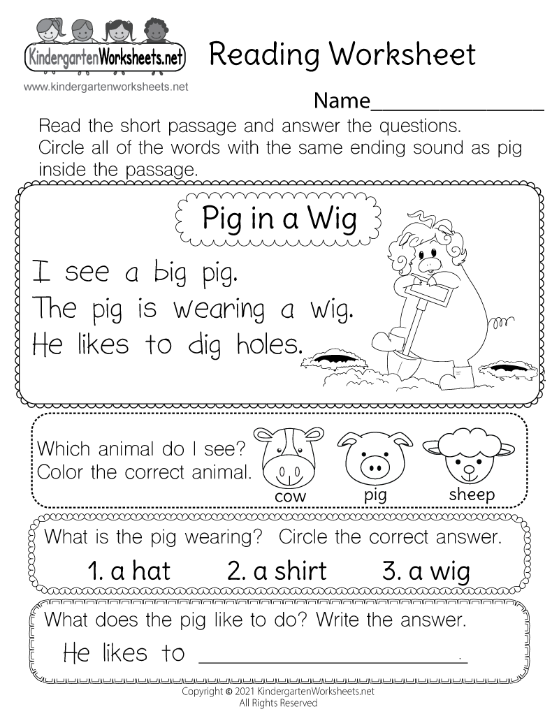 Reading Comprehension Elementary Worksheets Free