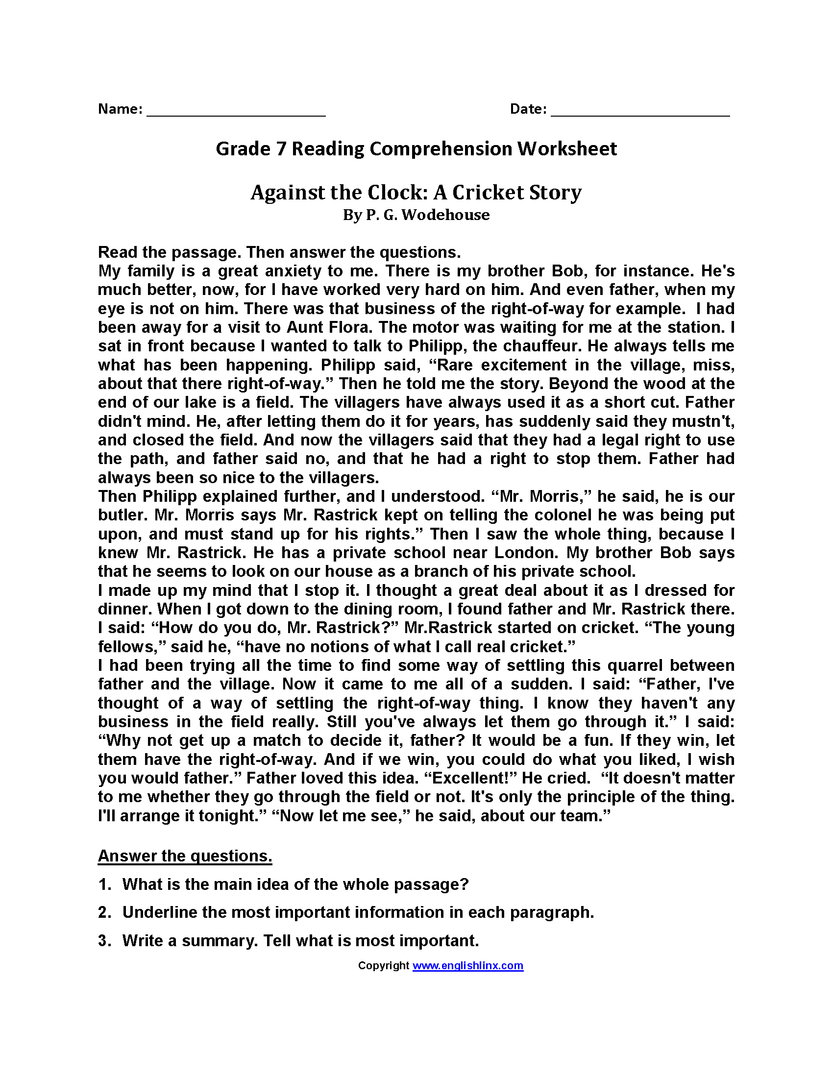Reading Worksheets Seventh Grade Reading Worksheets Reading Worksheets Seventh Grade Reading Worksheets