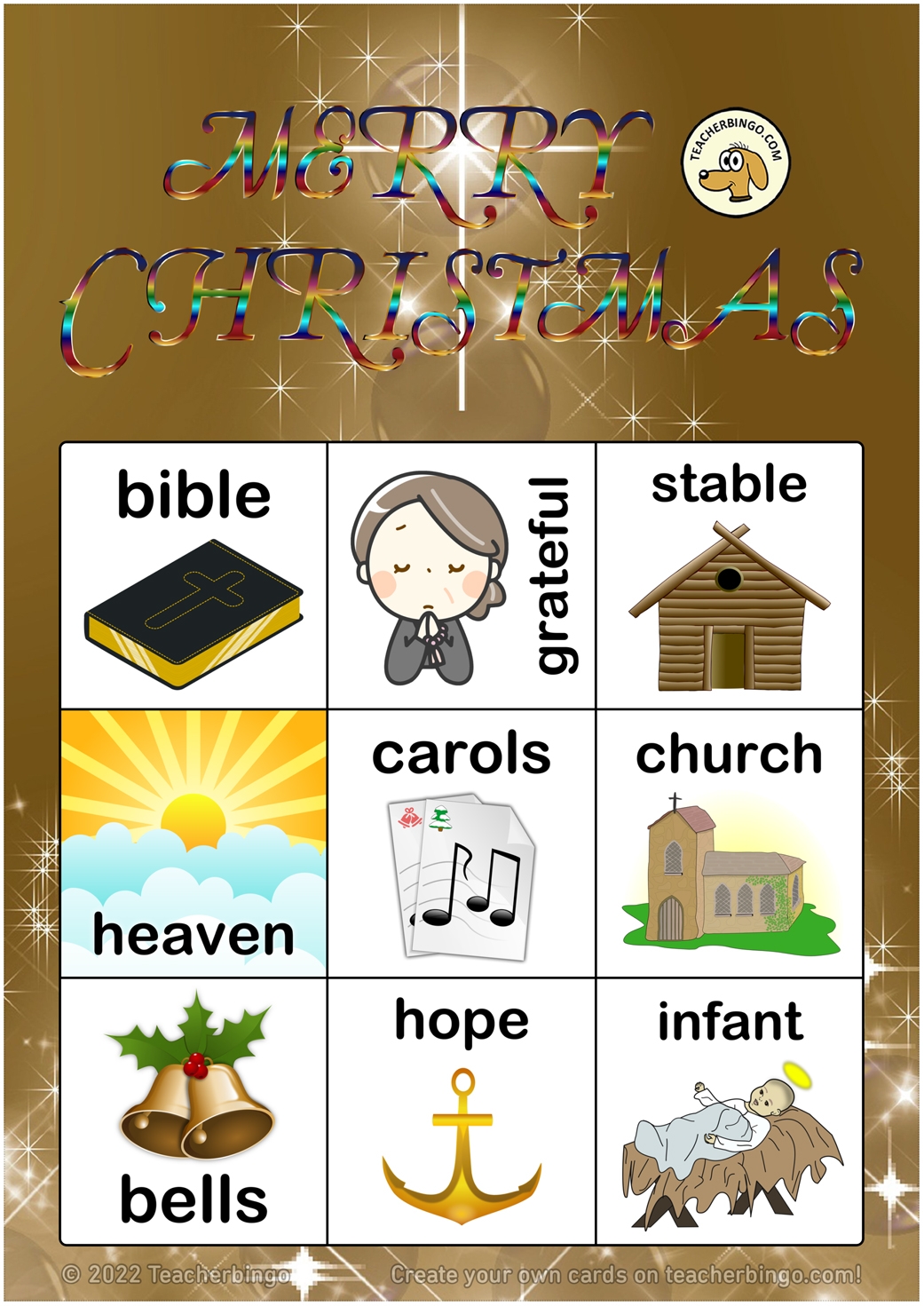 Religious Christmas Bingo 3x3 5 Pages Call Sheet Made By Teachers
