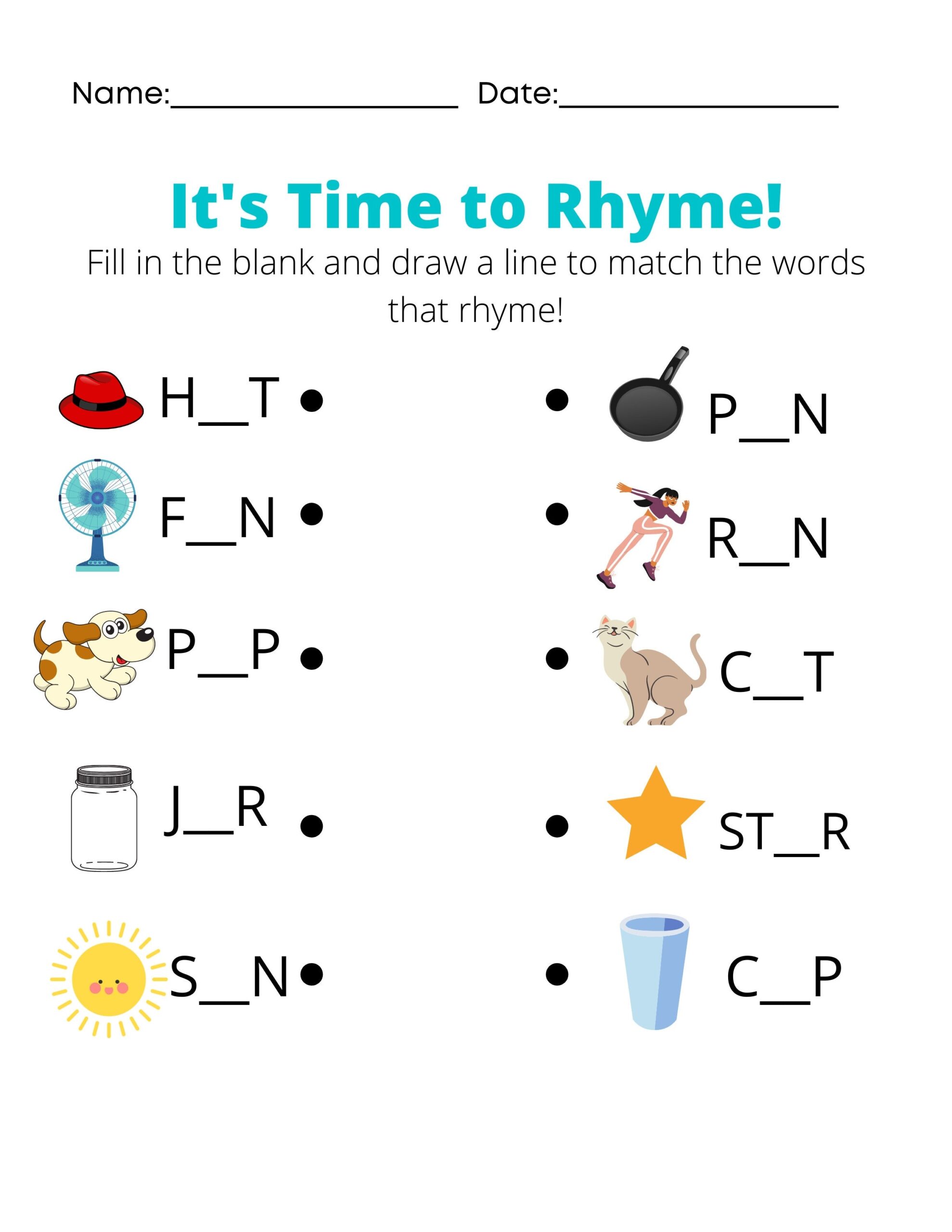 Rhyming Words Worksheets For Kindergarten