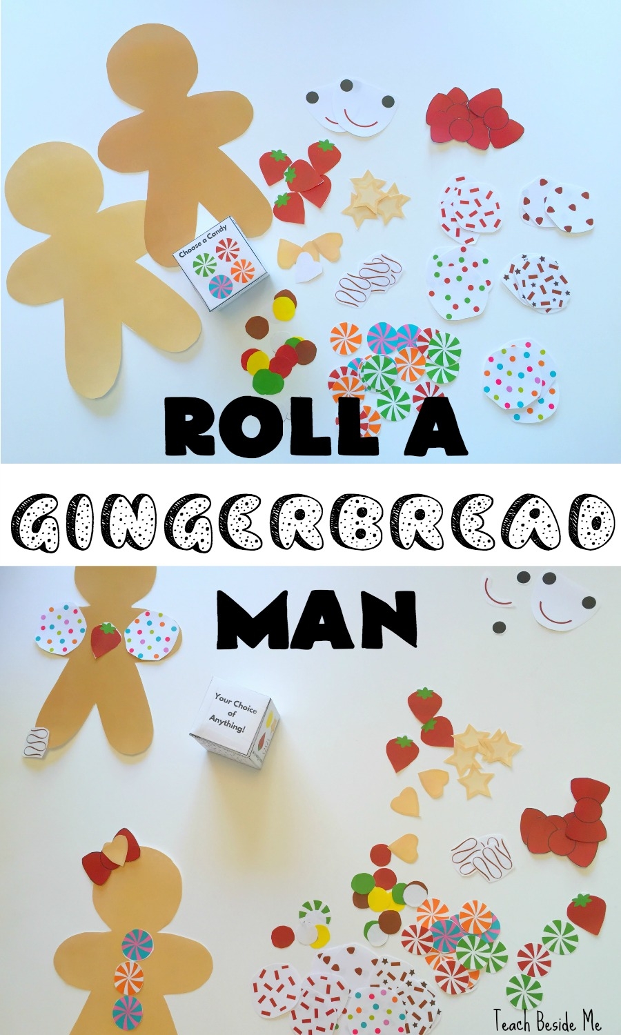 Roll A Gingerbread Man Preschool Christmas Game Teach Beside Me