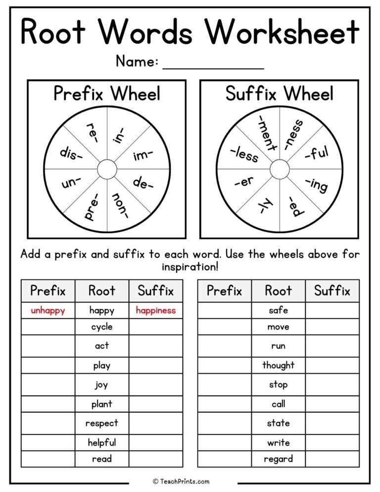 Root Words Worksheets 8 Free PDF Printables Teach Prints