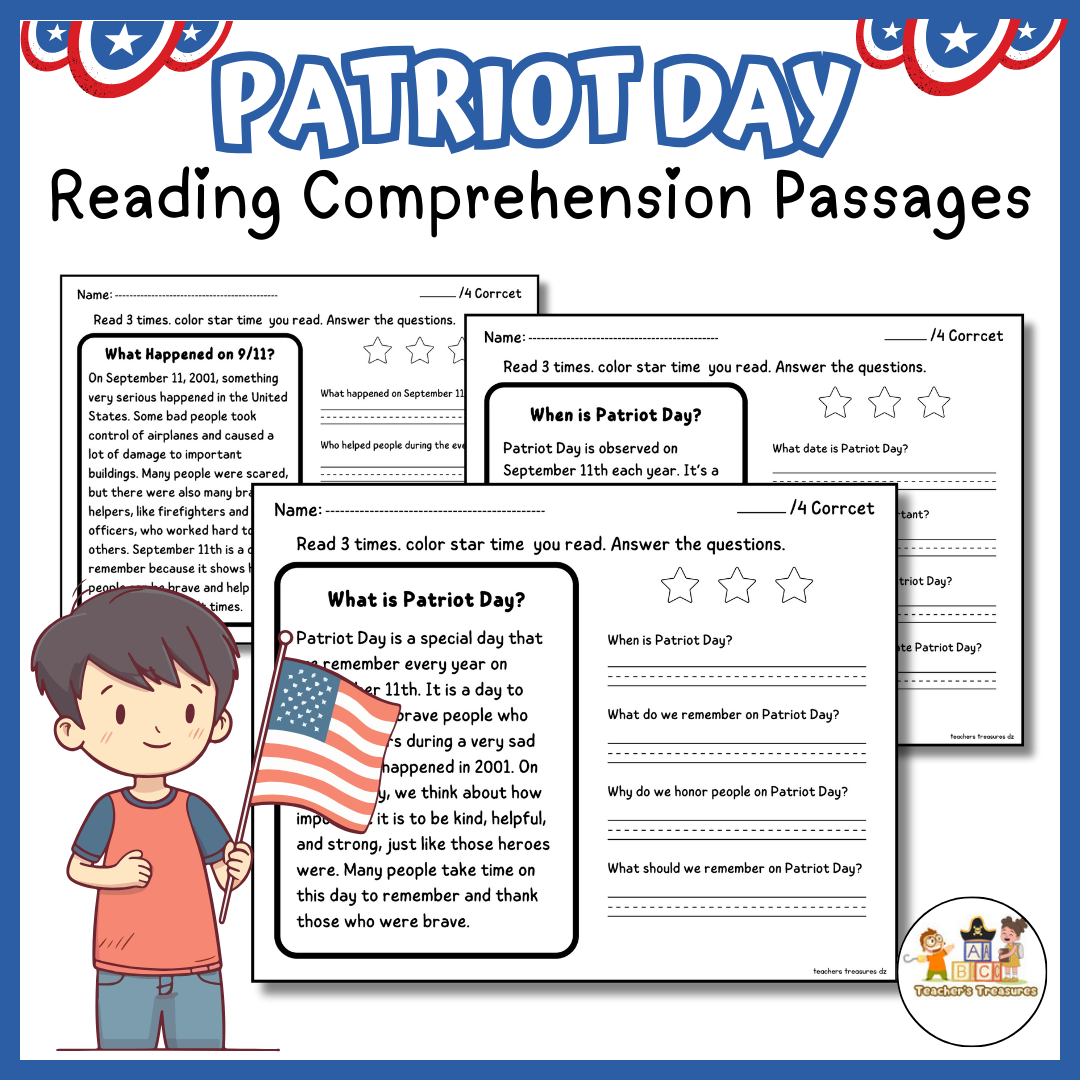 Patriot Day Reading Comprehension Worksheets Patriot Day Reading Comprehension Worksheets