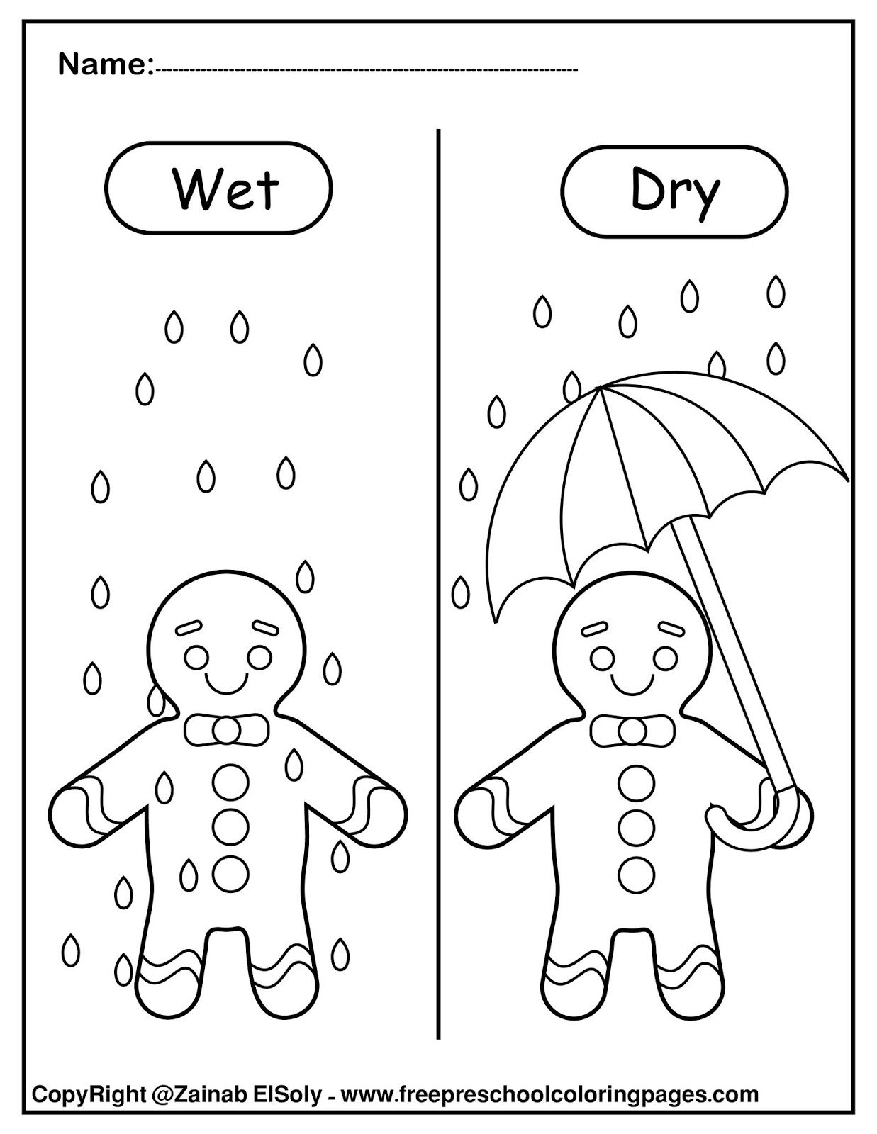 Set Of Gingerbread Man Opposites For Kids
