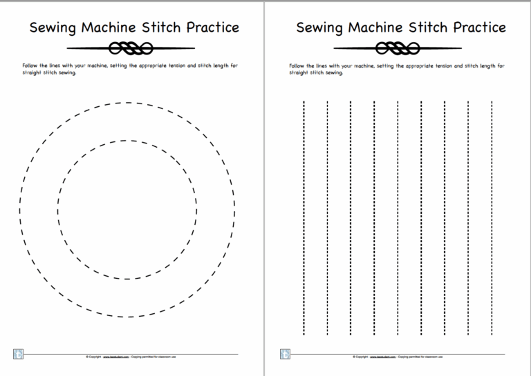 Sewing Machine Practice Sheets For Textiles Classes Made By Teachers