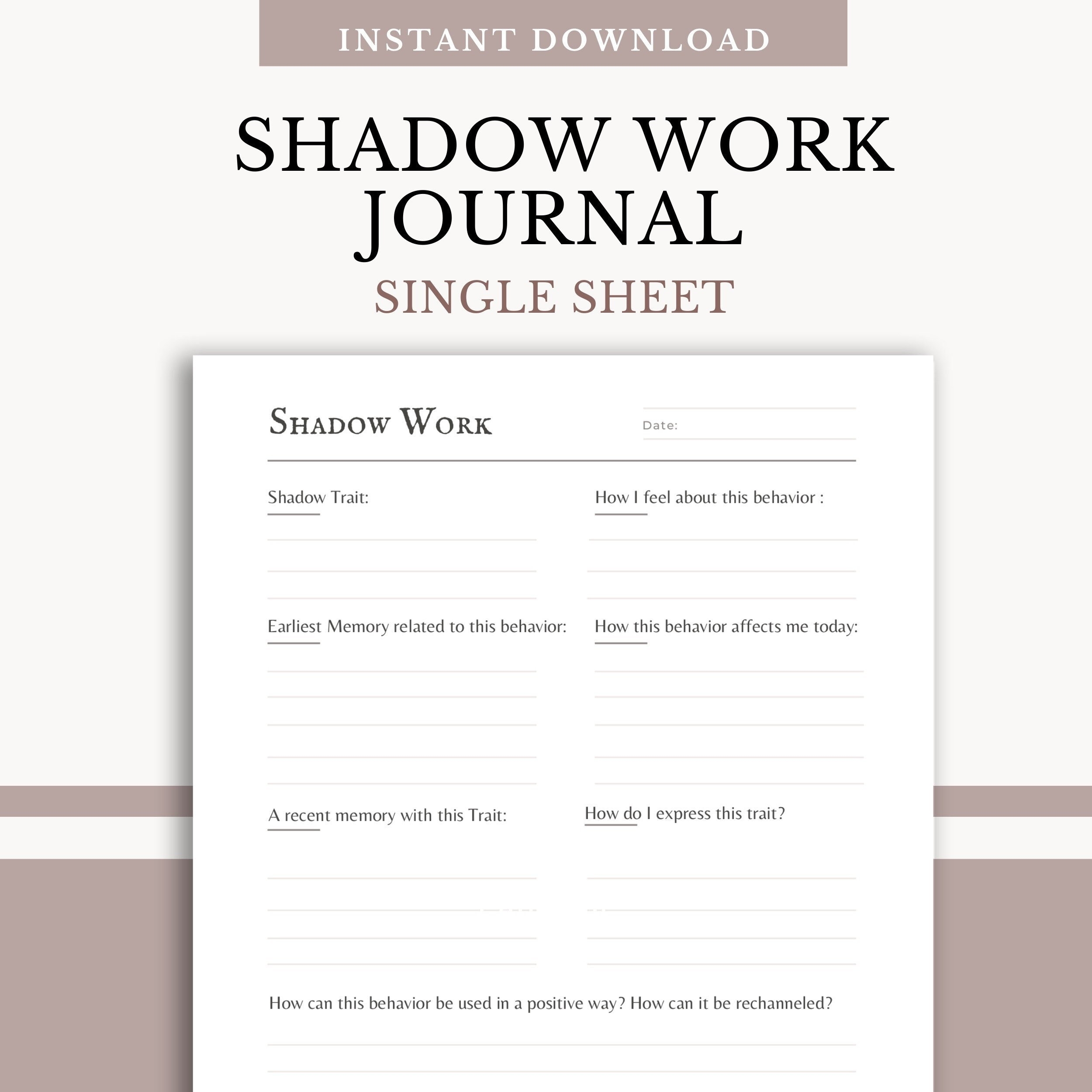 Shadow Work Shadow Work Worksheet Printable Book Of Shadows Shadow Work Journal Spiritual Journal Workbook Enlightenment Journal Etsy