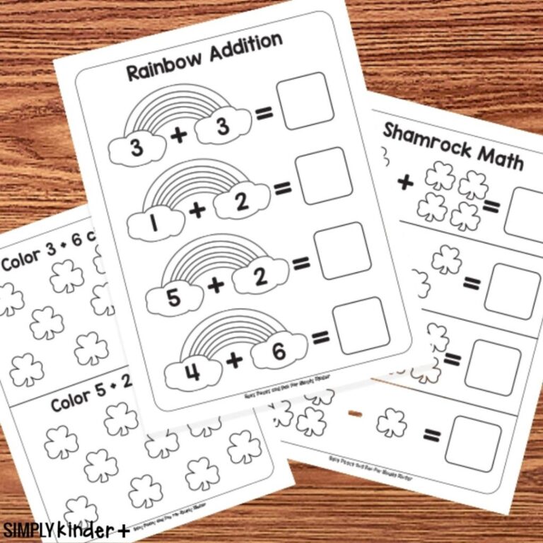 Shamrock Math Worksheets St Patrick s Day Activity Simply Kinder Plus