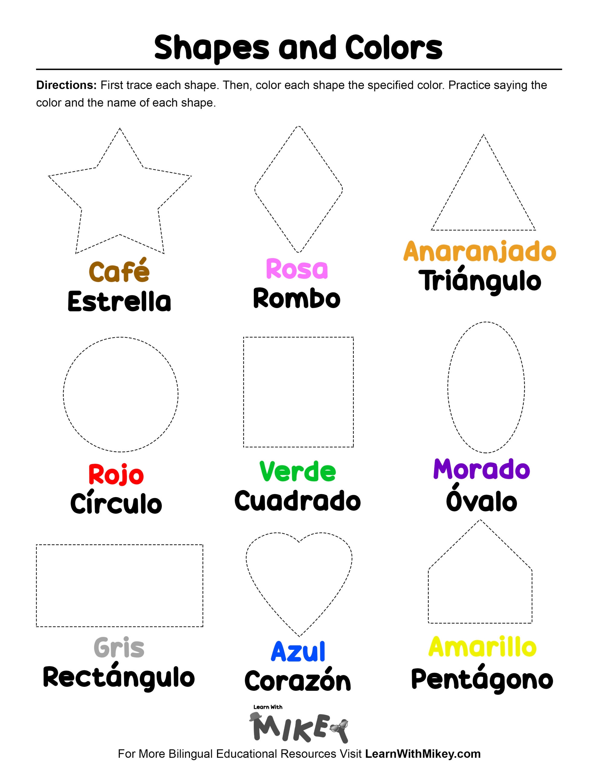 Free Printable Spanish Shapes Worksheets