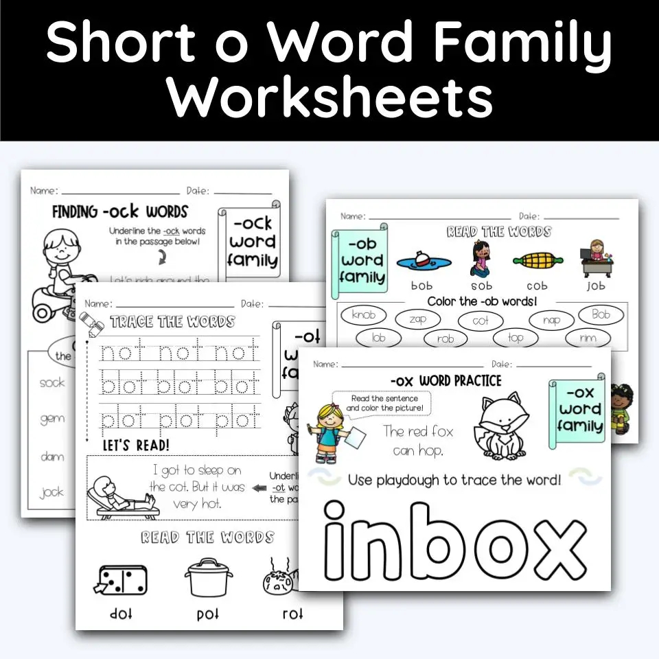 Short O Word Family Worksheets 10 Worksheets Included 